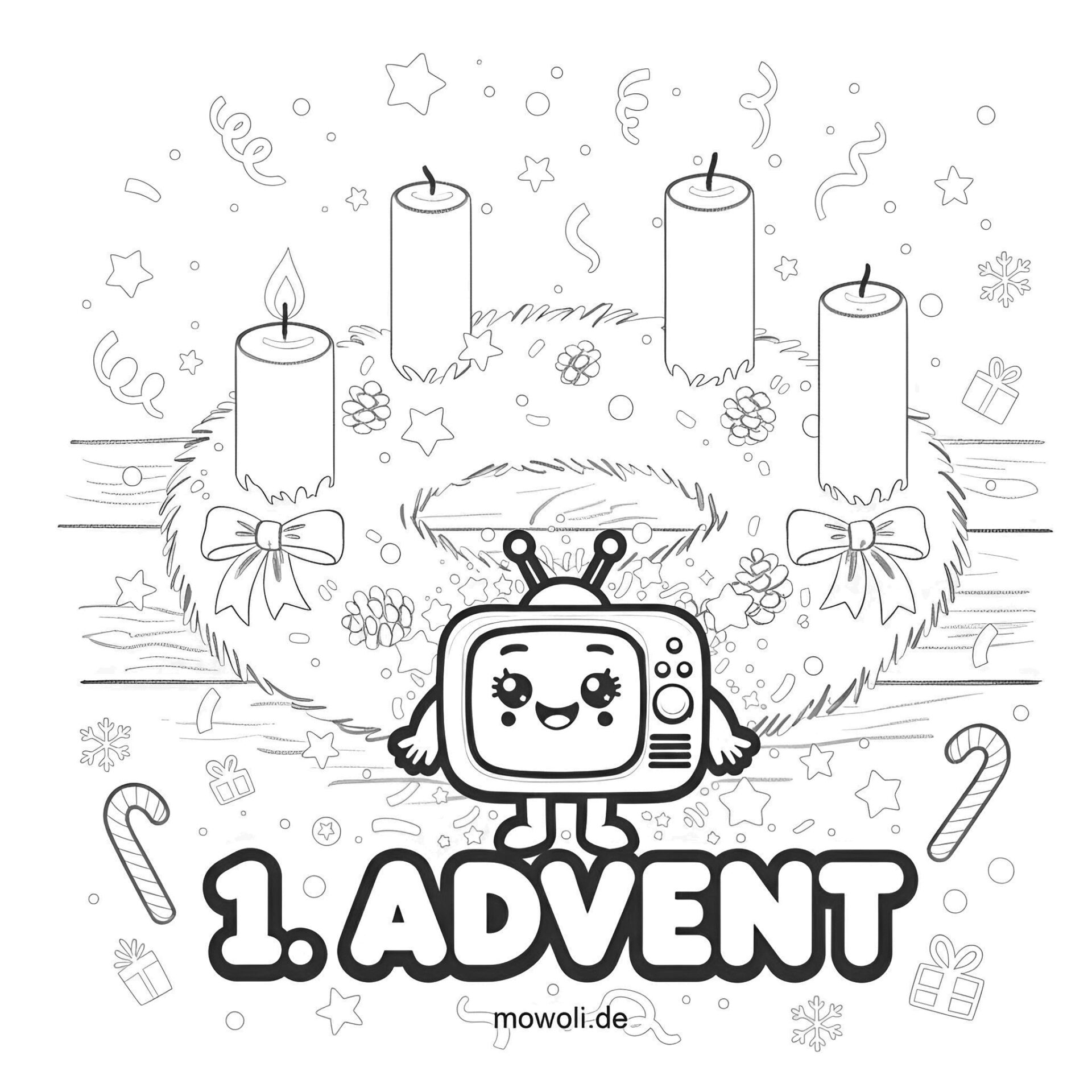 🕯️ Ausmalbild 1. Advent – Besinnlicher Malspaß zur Adventszeit von MOWOLI