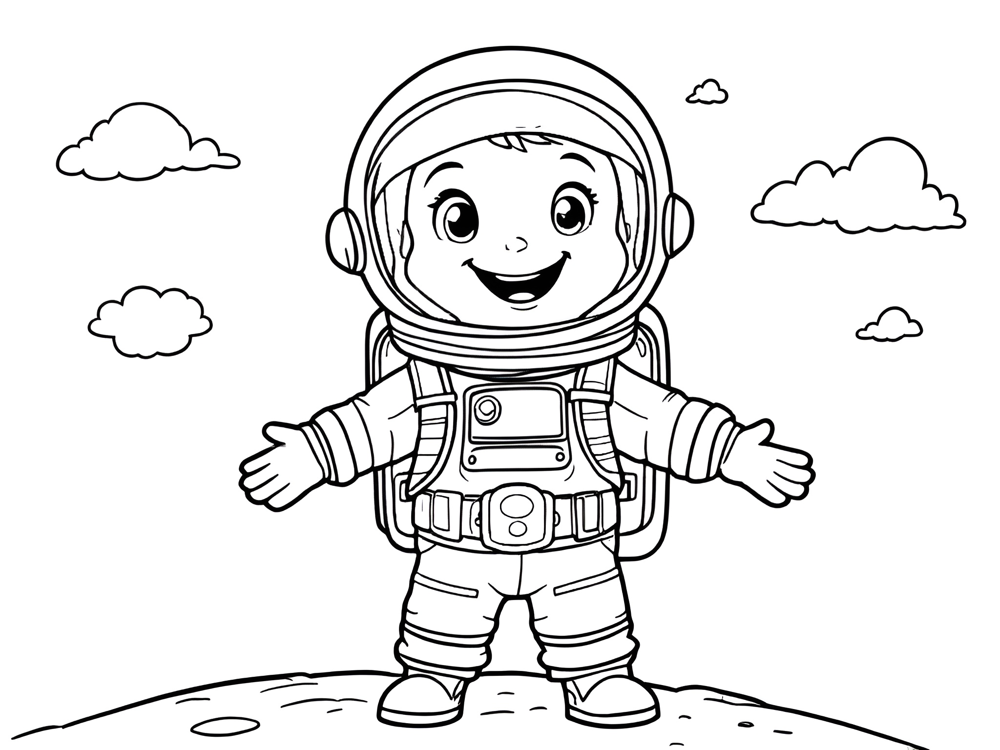 Ausmalbild Astronaut – Für kleine Raumfahrer mit großen Träumen 🌟 von MOWOLI