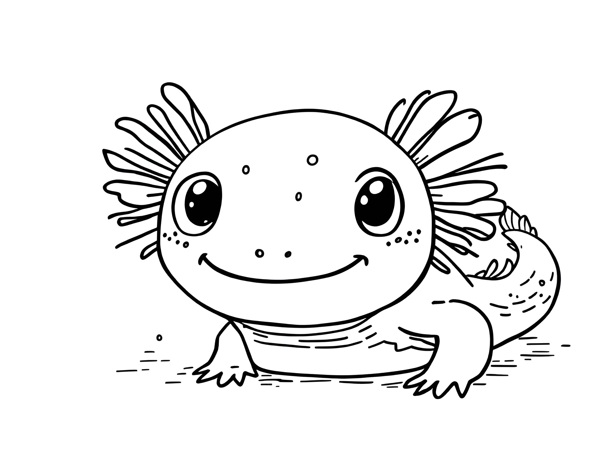 Ausmalbild Axolotl – Kreativer Malspaß mit dem lächelnden Wasserwesen 🌊 von MOWOLI