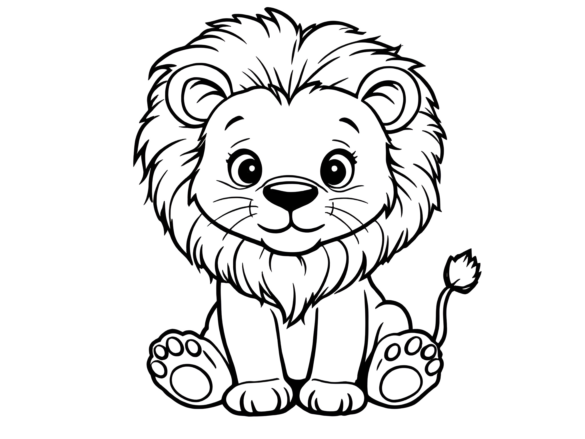 Ausmalbild Baby Löwe 🦁 Süßer Malspaß für kleine Tierfreunde von MOWOLI 🎨