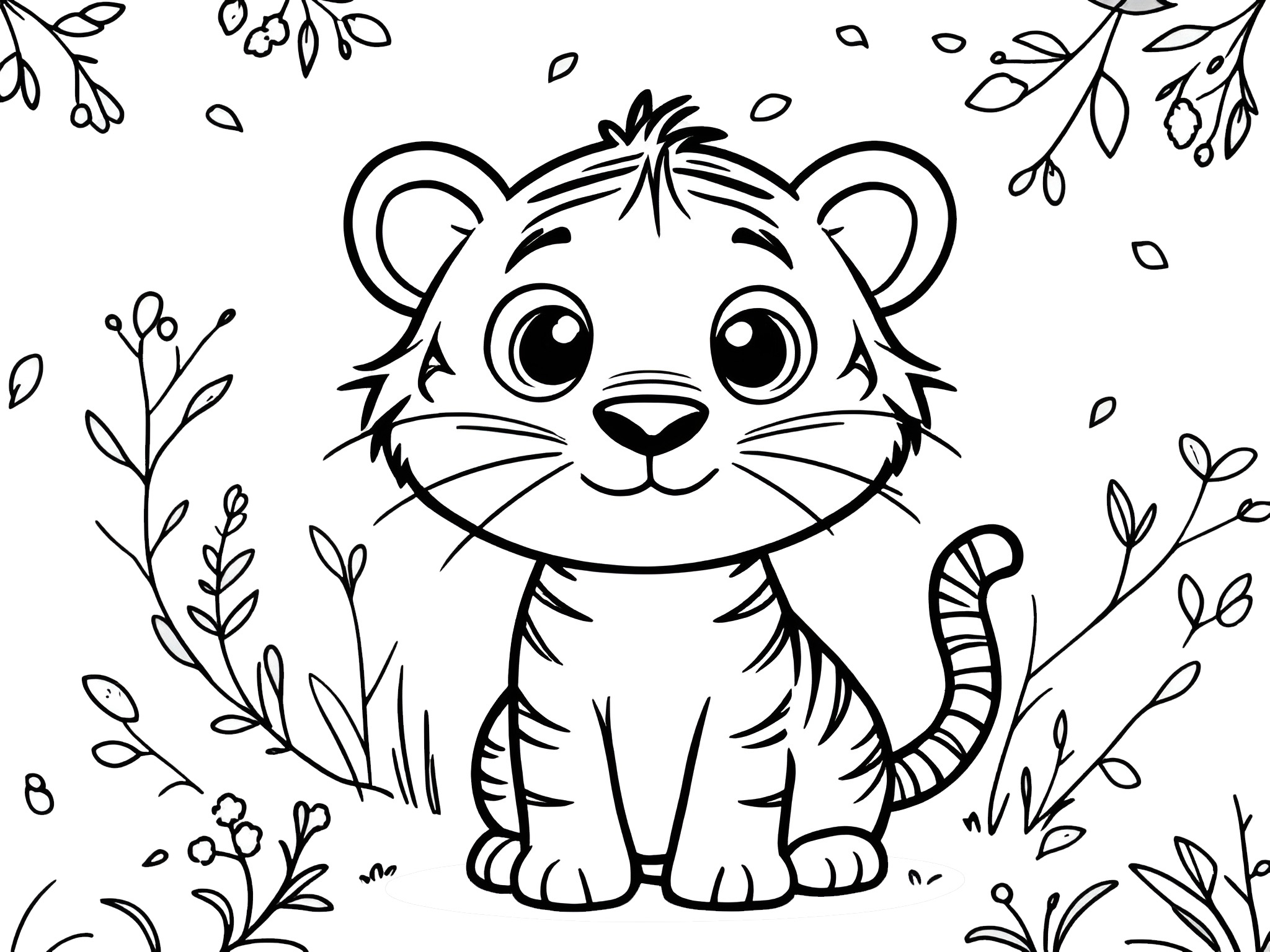 Ausmalbild Tiger 🐅 Majestätischer Malspaß für Kinder von MOWOLI