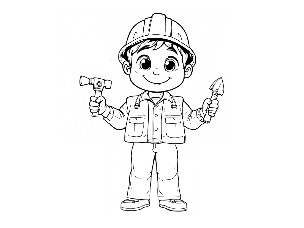 Ausmalbild Bauarbeiter – Kreativer Baustellen-Spaß für kleine Handwerker 🚧 von MOWOLI
