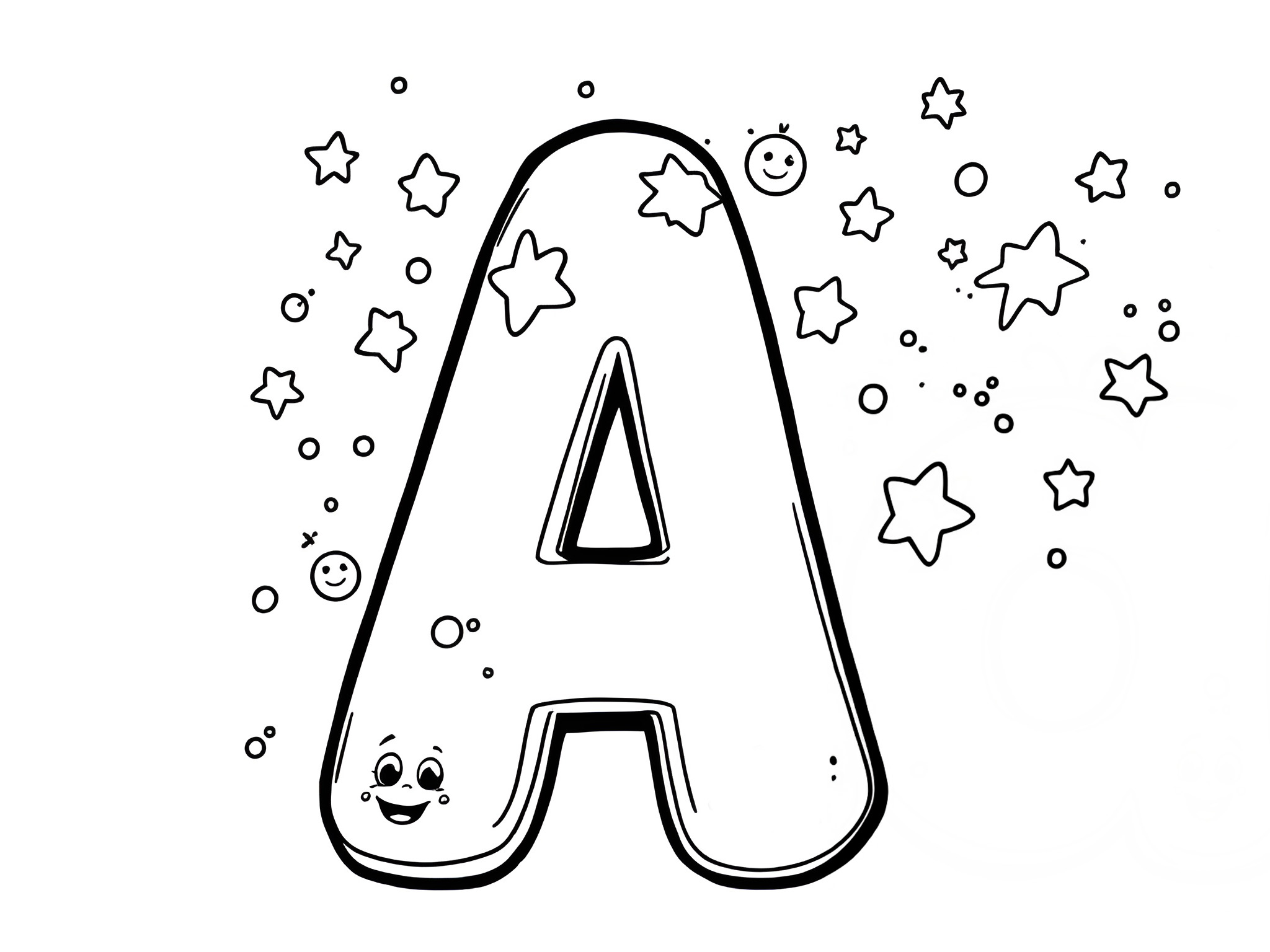 MOWOLI – Ausmalbild Buchstabe A für kleine ABC-Entdecker