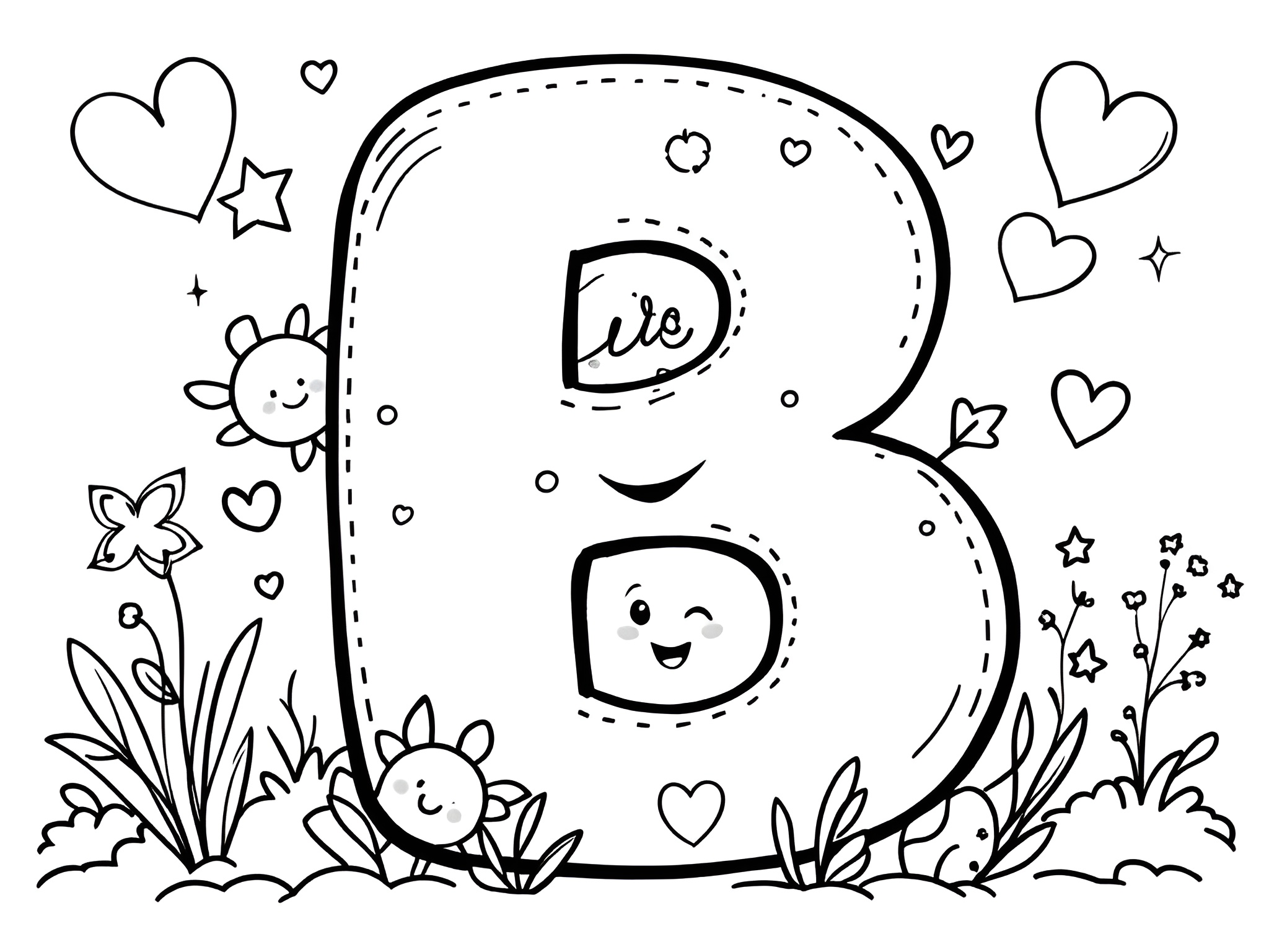 Ausmalbild Buchstabe B für kleine ABC-Entdecker