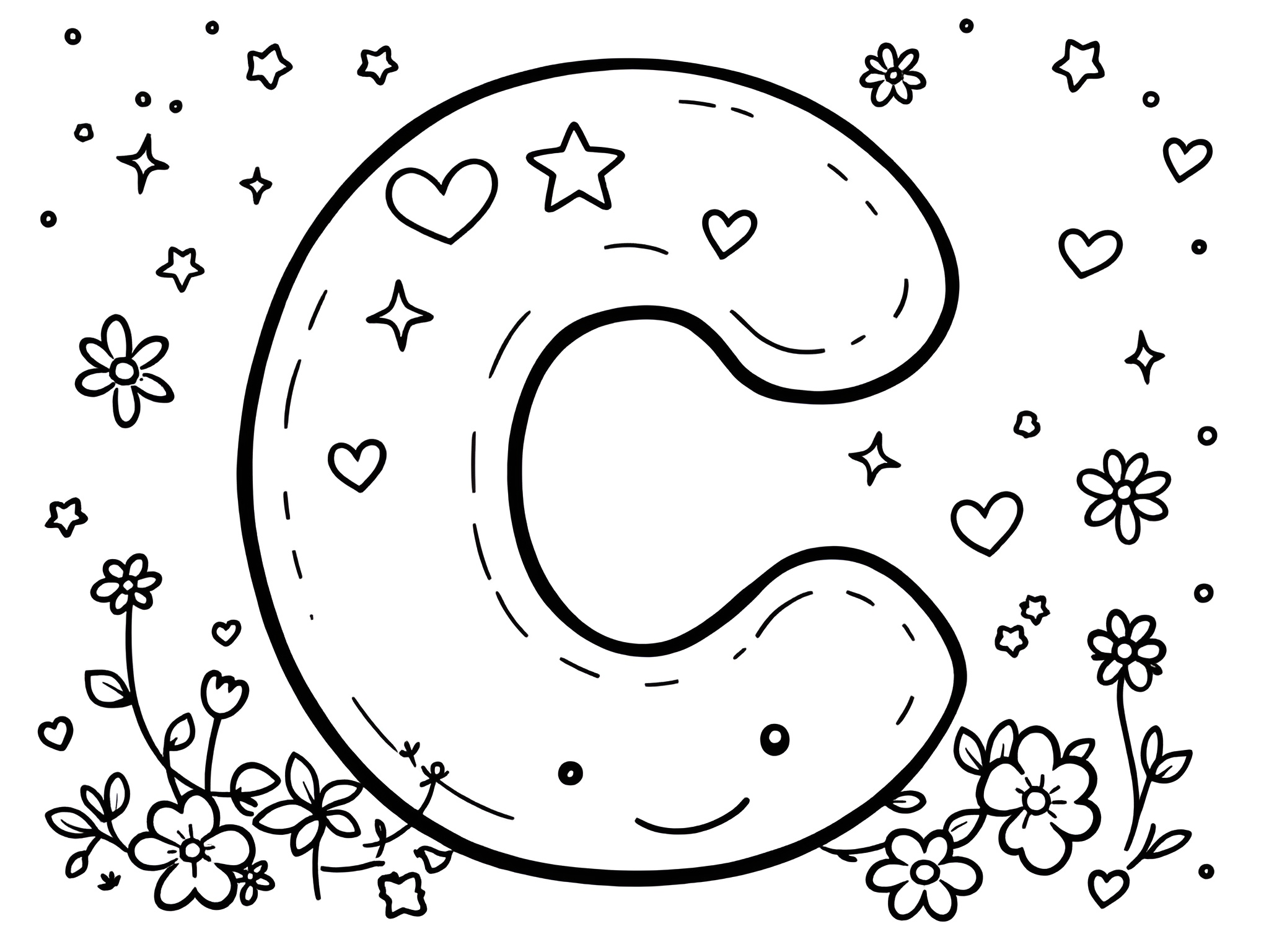 Ausmalbild Buchstabe C für kleine ABC-Entdecker