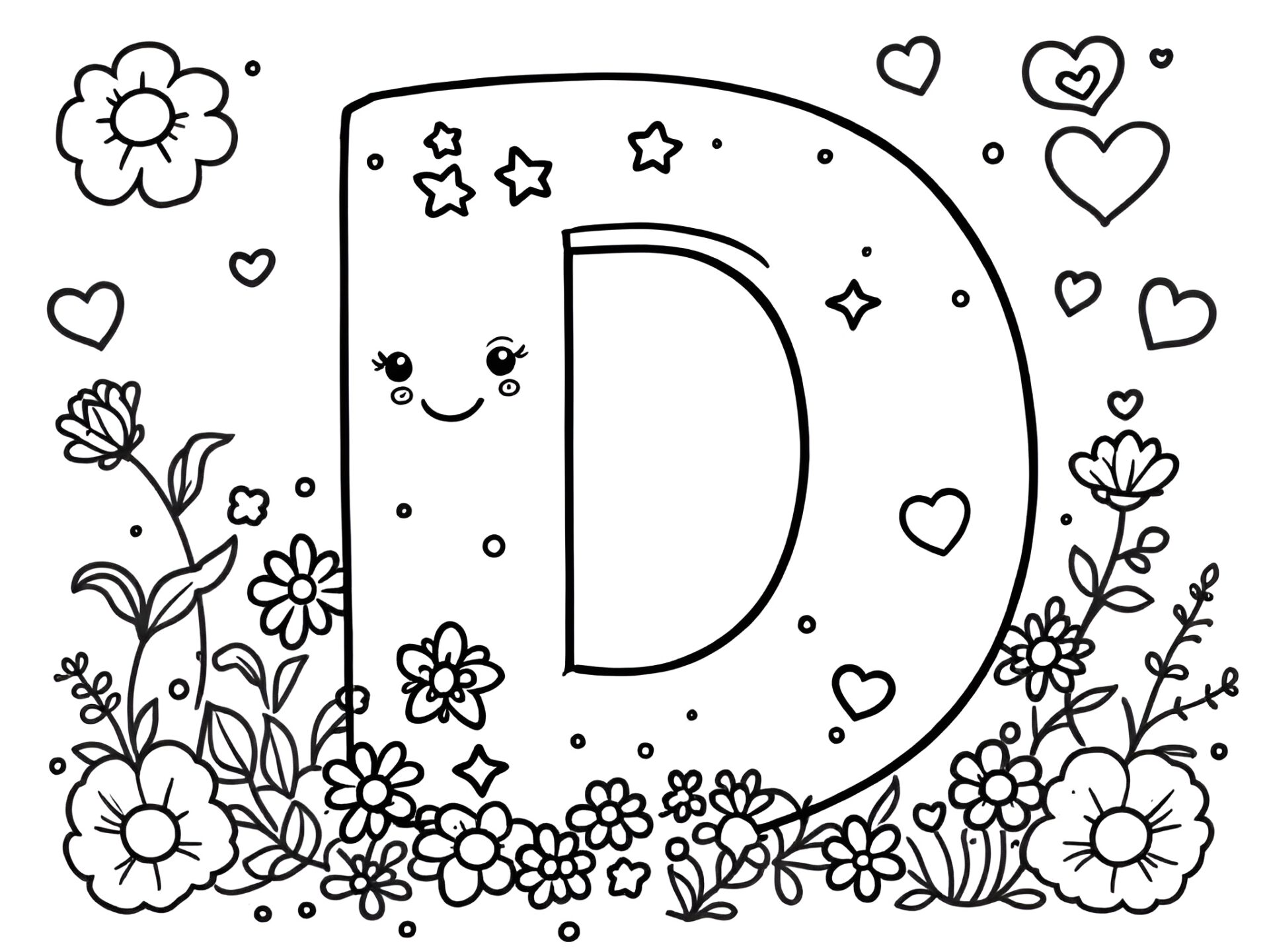 MOWOLI – Ausmalbild Buchstabe D für kleine ABC-Entdecker
