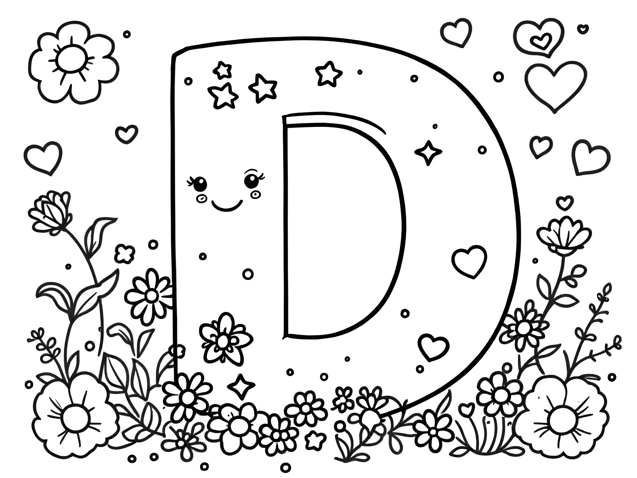 MOWOLI – Ausmalbild Buchstabe D für kleine ABC-Entdecker