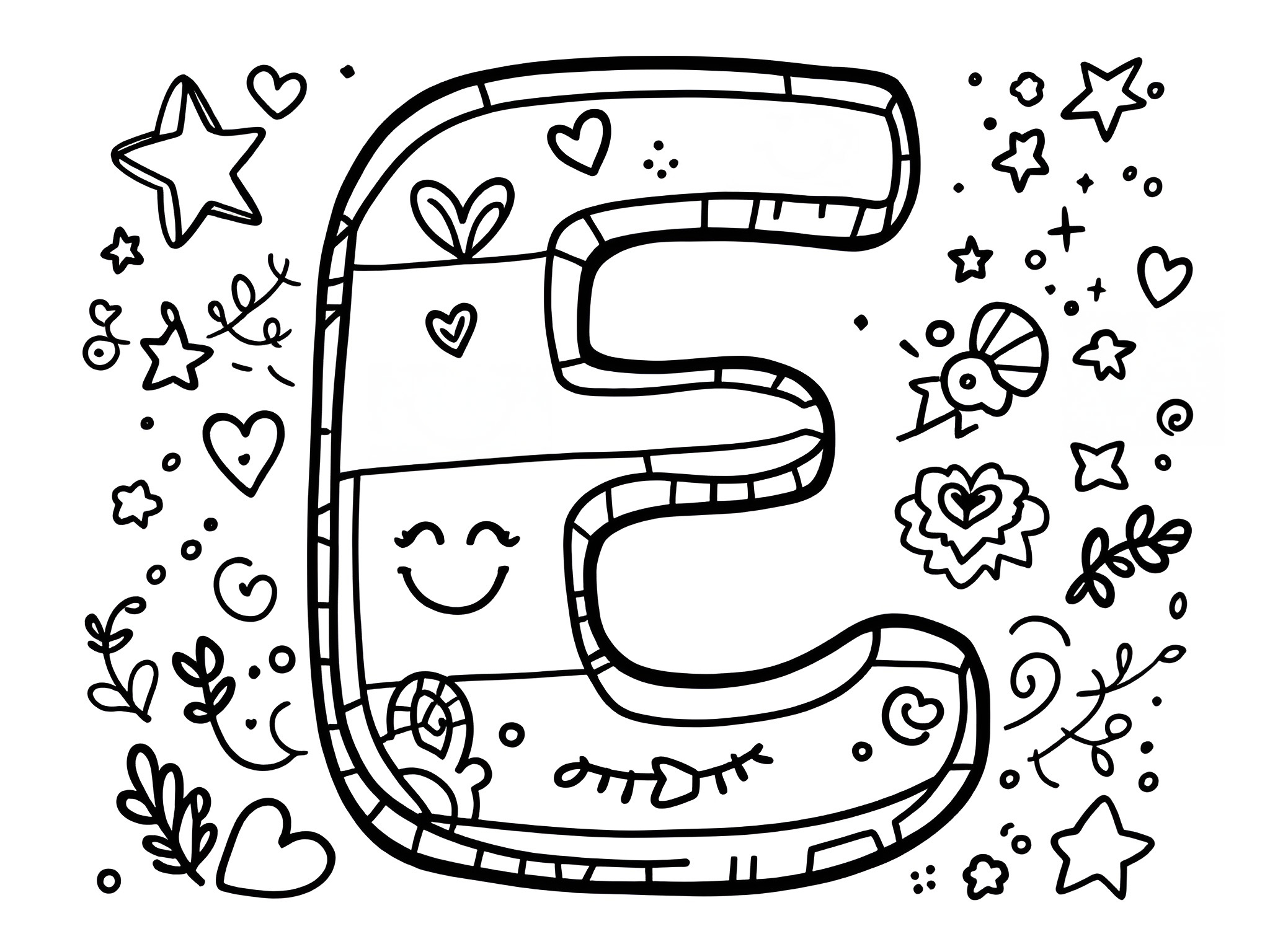 MOWOLI – Ausmalbild Buchstabe E für kleine ABC-Entdecker