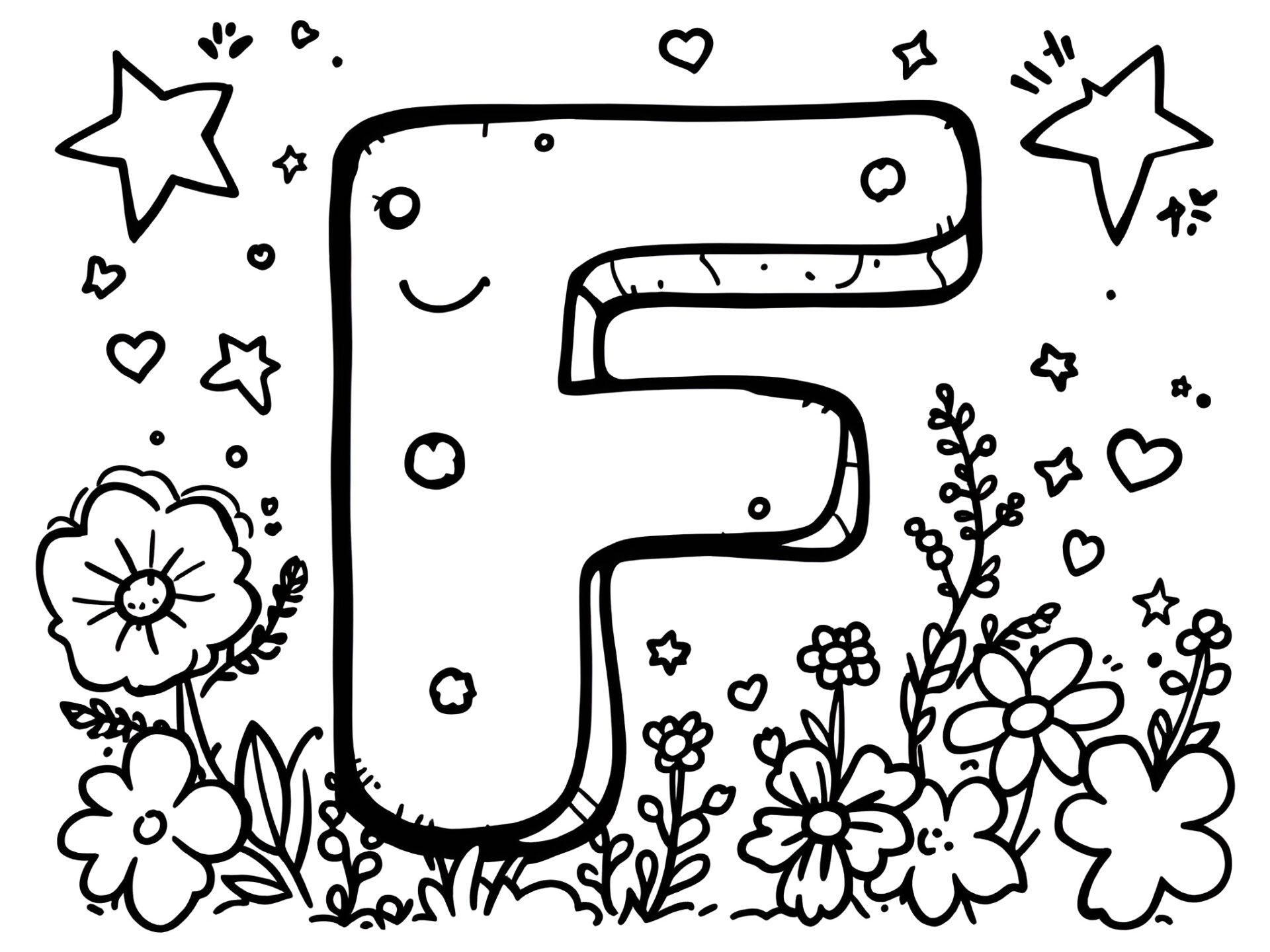 MOWOLI – Ausmalbild Buchstabe F für kleine ABC-Entdecker