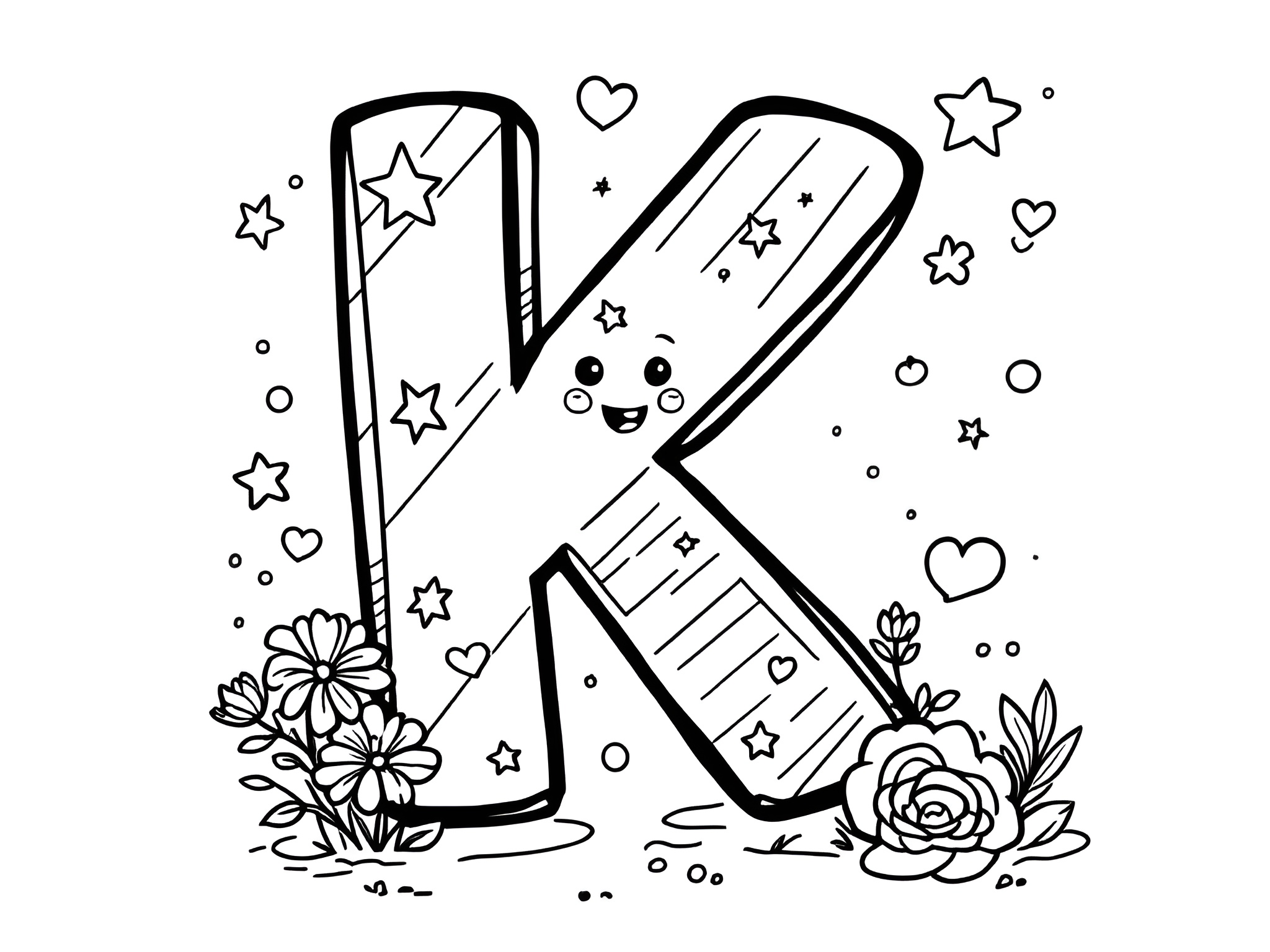 Ausmalbild Buchstabe K für kleine ABC-Entdecker