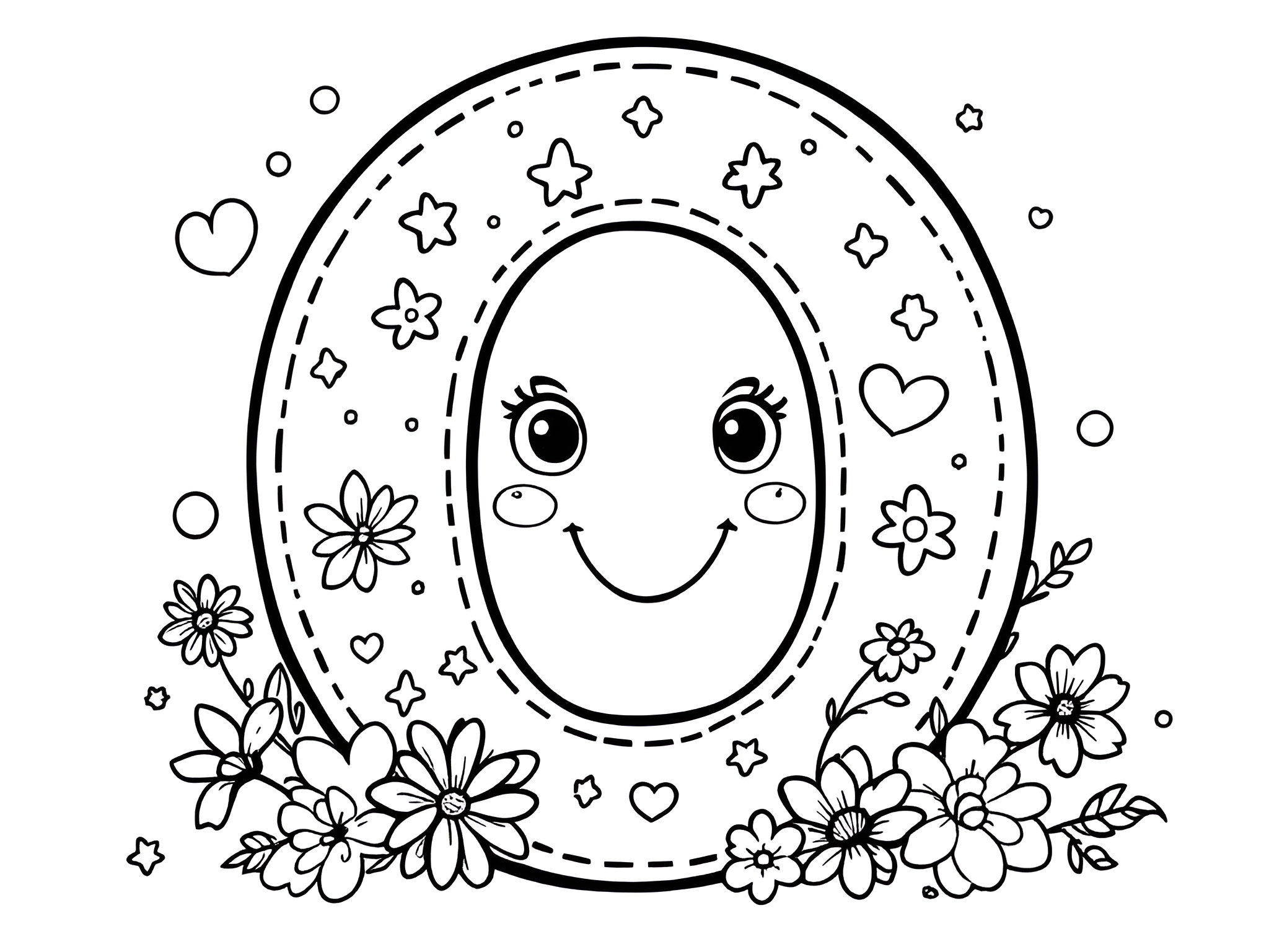 Ausmalbild Buchstabe O für kleine ABC-Entdecker