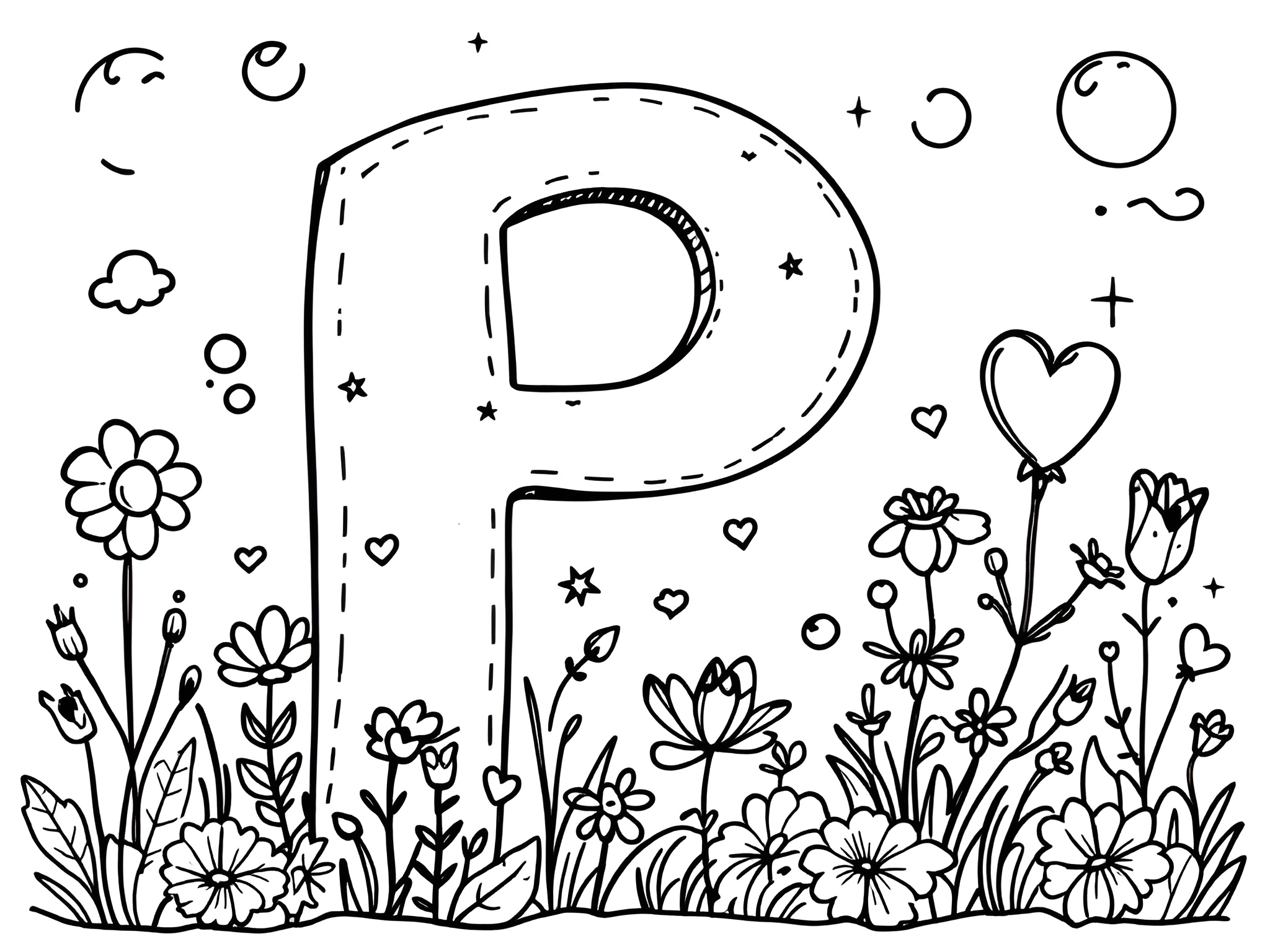 MOWOLI – Ausmalbild Buchstabe P für kleine ABC-Entdecker