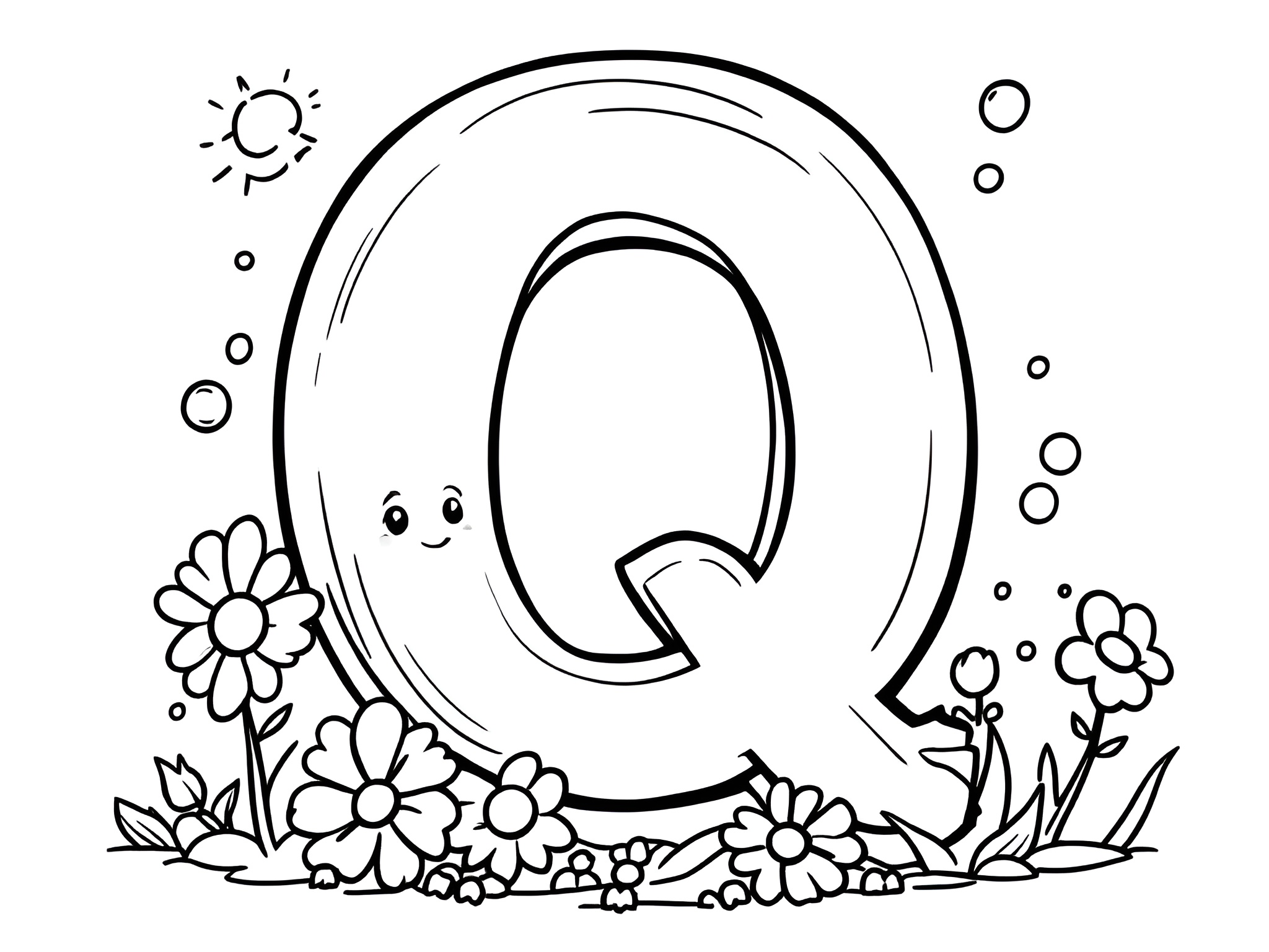 MOWOLI – Ausmalbild Buchstabe Q für kleine ABC-Entdecker