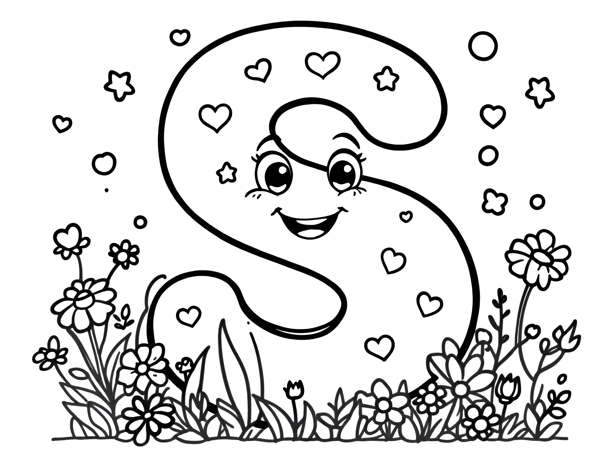 Ausmalbild Buchstabe S für kleine ABC-Entdecker