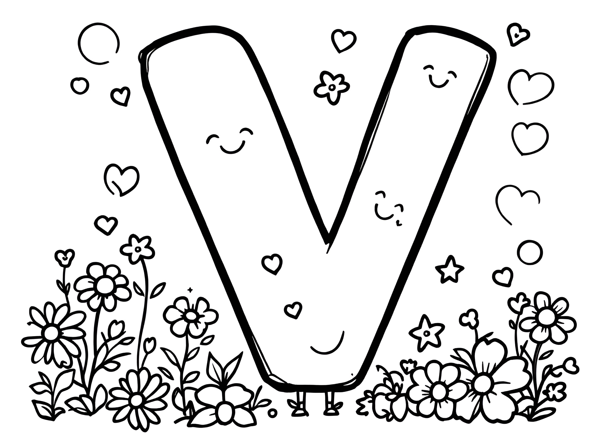 Ausmalbild Buchstabe V für kleine ABC-Entdecker