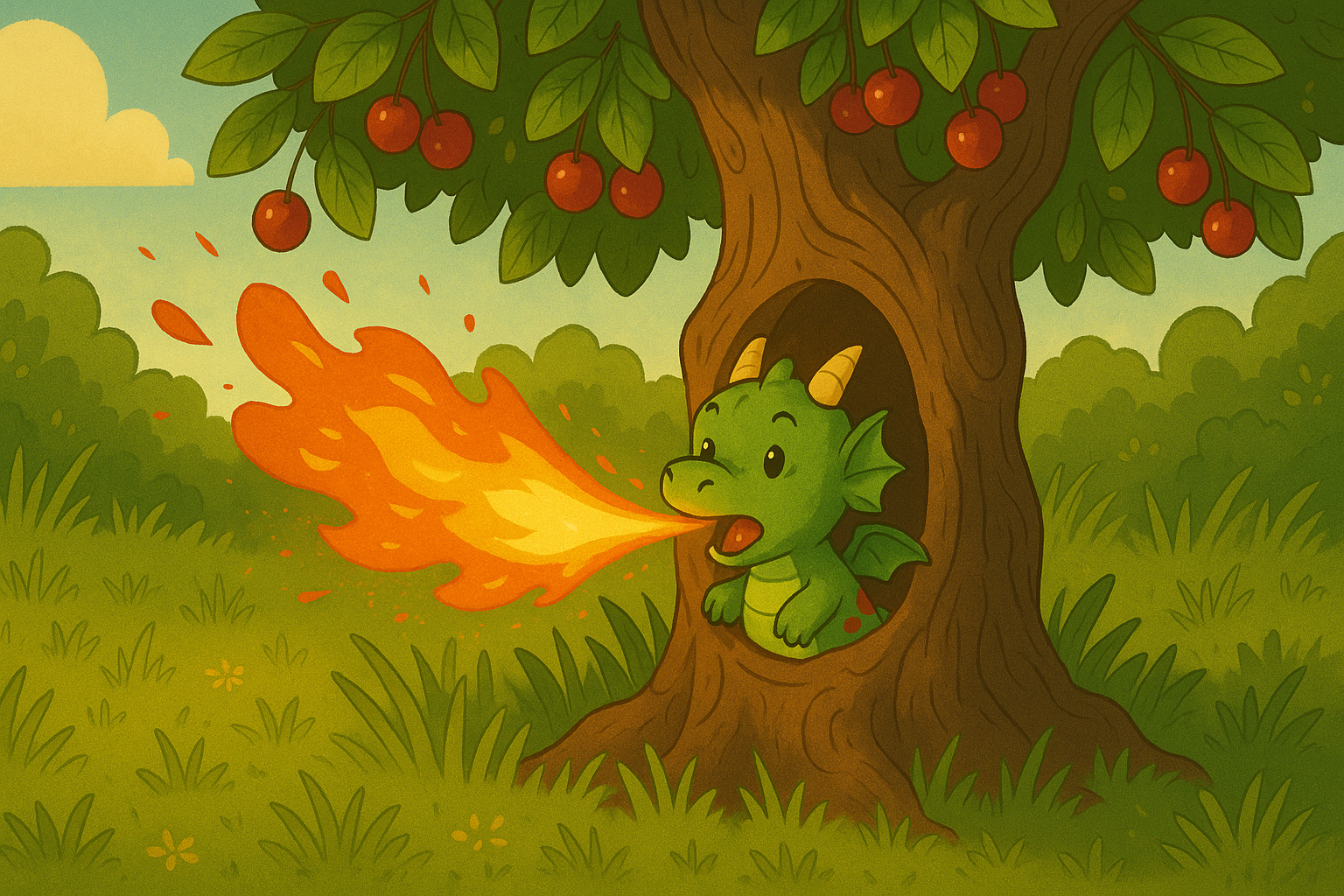 Der-schuechterne Drache-im-Kirschbaum-von-MOWOLI