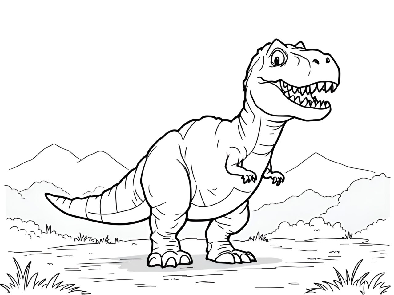 Ausmalbild Dino T-Rex 🦖 - MOWOLI 🌈 Deine bunte Kinderwelt!