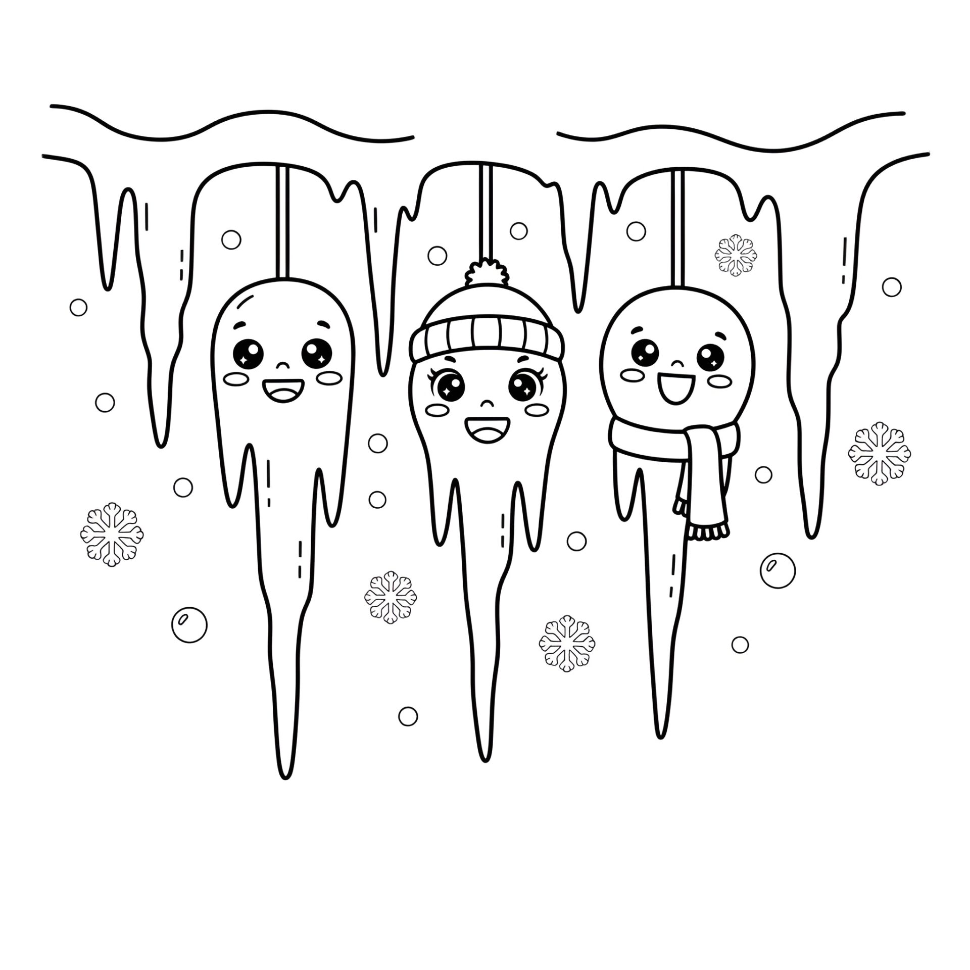 Ausmalbild Eiszapfen ❄️ Frostiger Winterspaß für kleine Künstler von MOWOLI