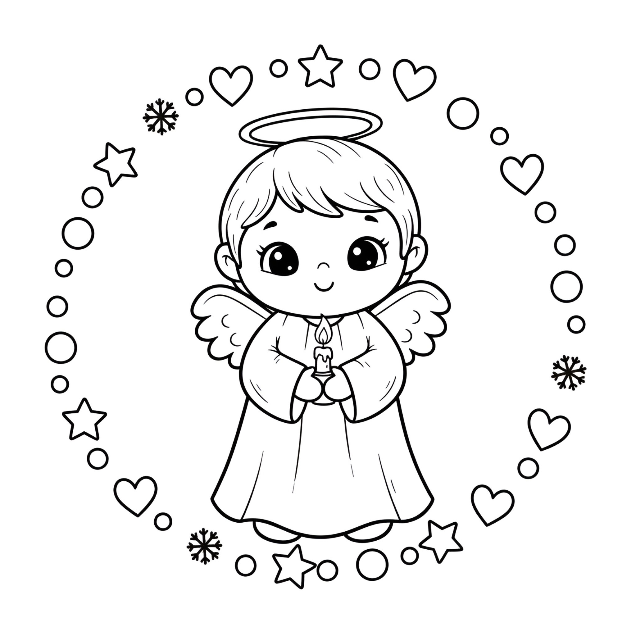 Ausmalbild Engel Figur 👼 Himmlischer Malspaß für Kinder von MOWOLI