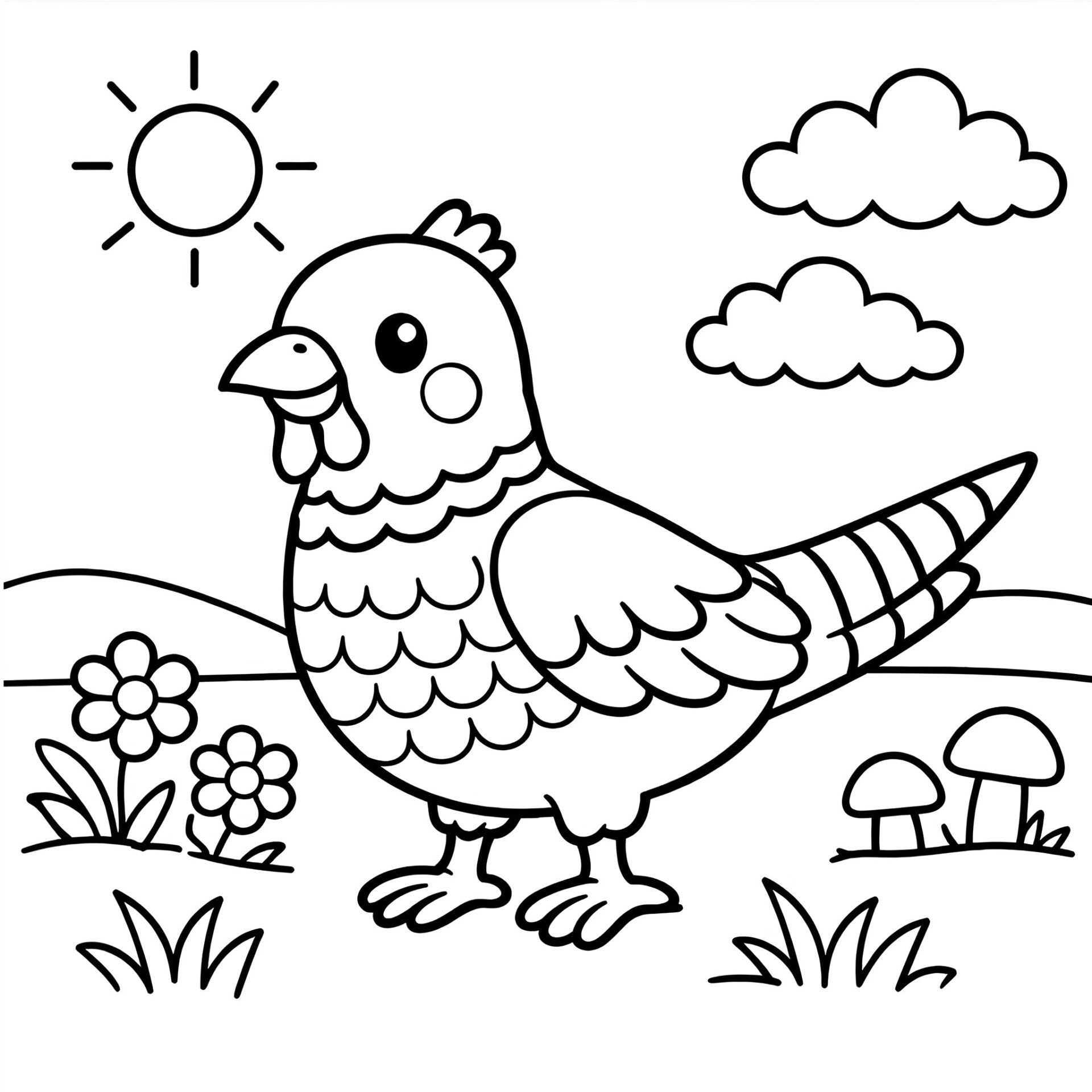 Fasan Ausmalbild kostenlos – Malvorlage zum Ausdrucken für Kinder von MOWOLI