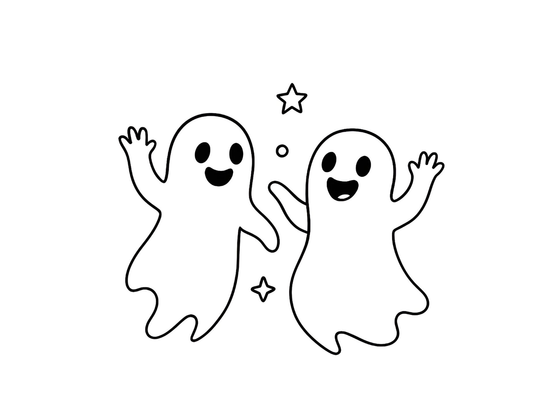 Ausmalbild Geister – Fröhlicher Gruselspaß für kleine Halloween-Fans 🎃 von MOWOLI