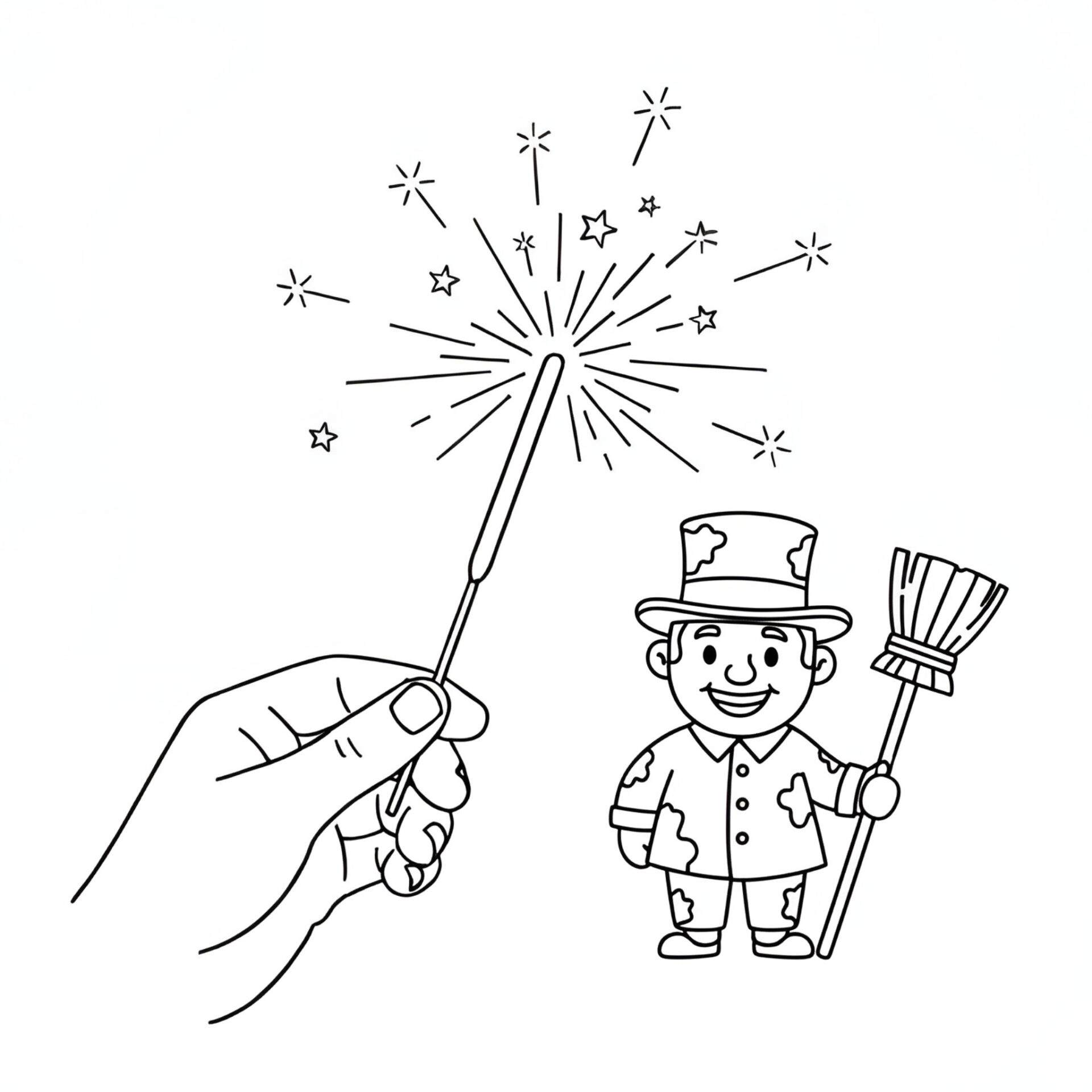 Ausmalbild Schornsteinfeger 🍀🧹 Glückbringender Malspaß für kleine Entdecker von MOWOLI