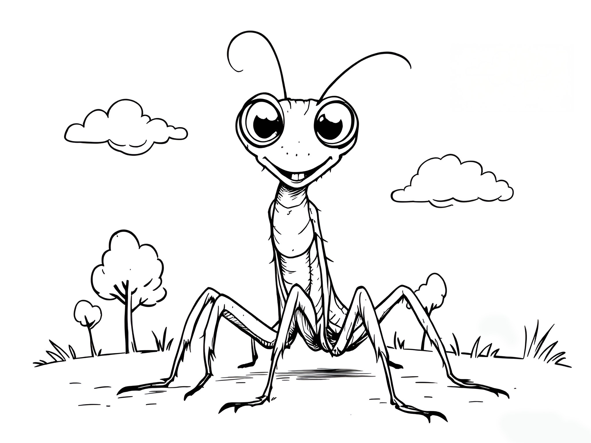 Ausmalbild Gottesanbeterin – Faszinierender Malspaß mit einem Meister der Tarnung 🦗 von MOWOLI