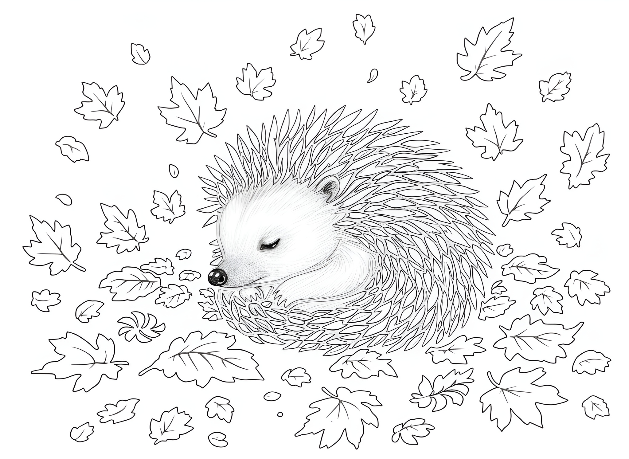 Ausmalbild Igel im Herbst – Kreativer Herbstzauber für kleine Naturfreunde! 🍂🎨 von MOWOLI