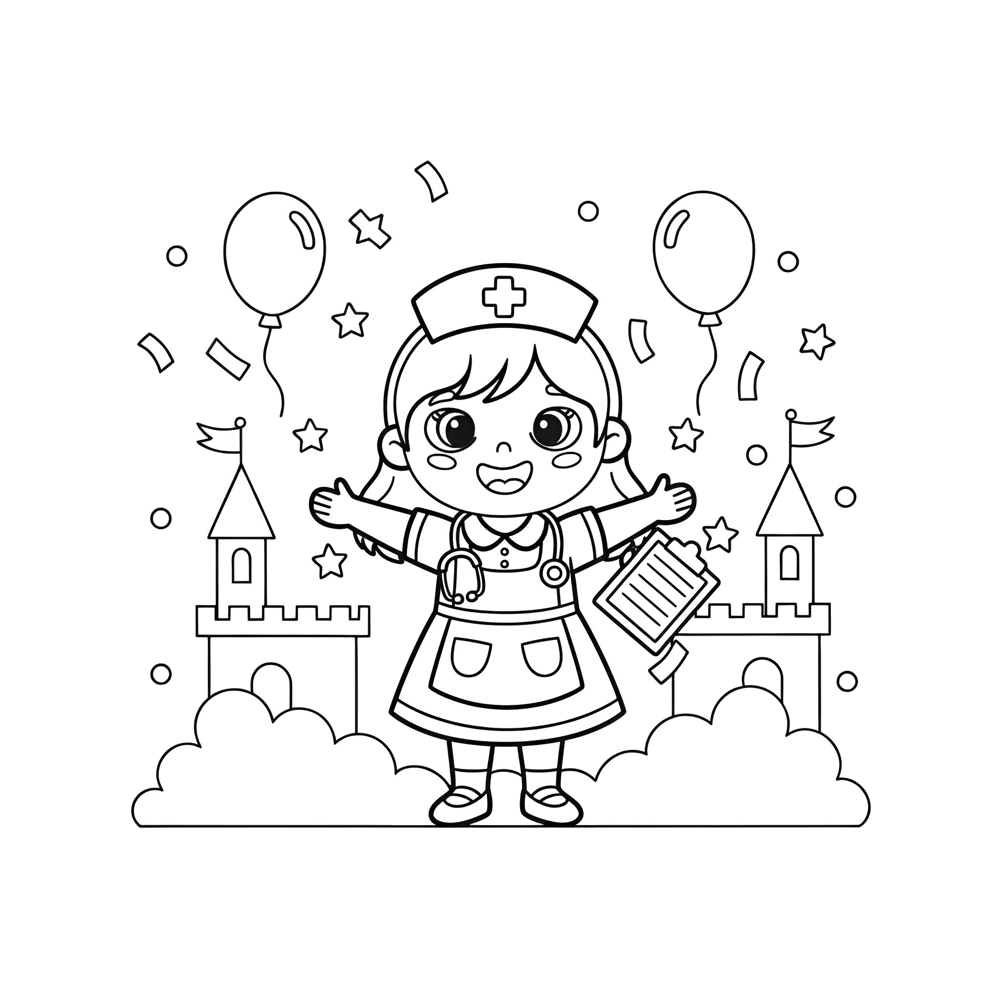 Ausmalbild Kostüm Krankenschwester 👩‍⚕️