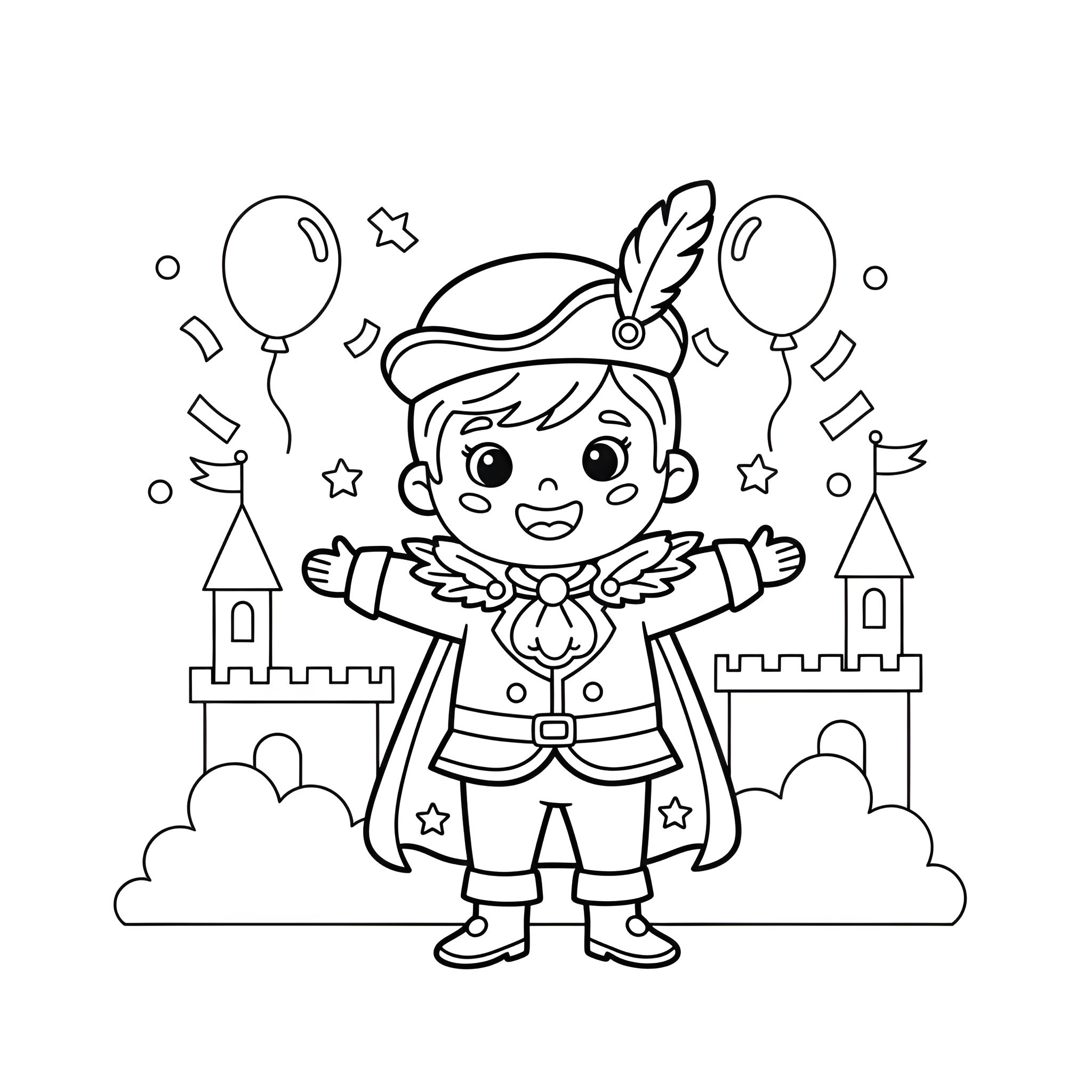 Ausmalbild Karnevalskostüm Prinz 👑