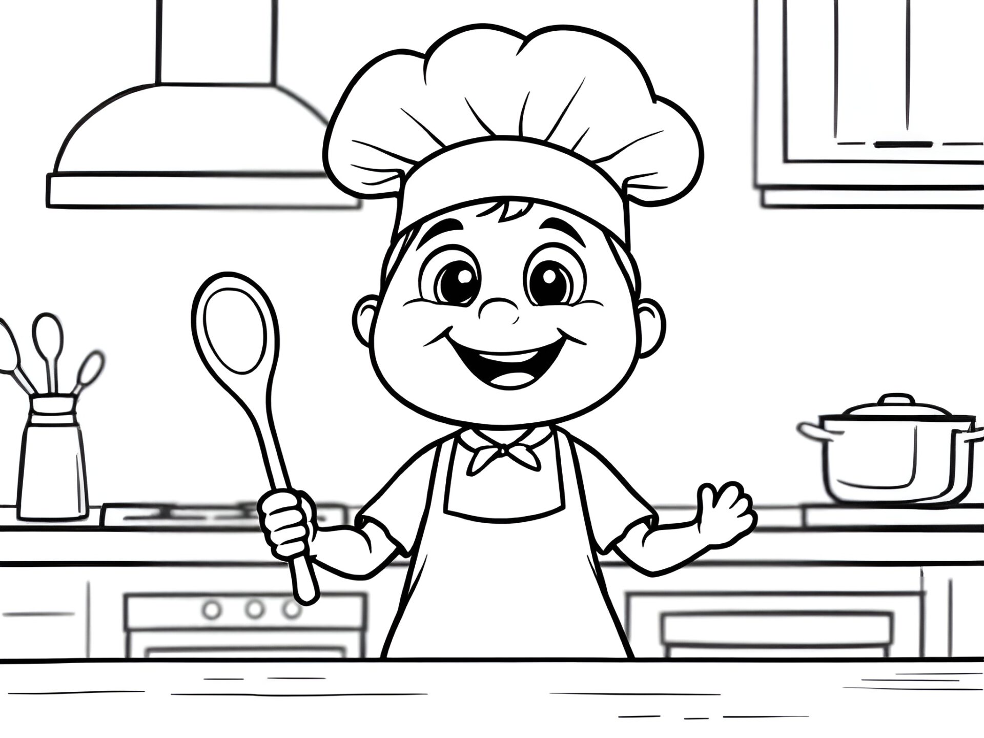 Ausmalbild Koch – Für kleine Küchenmeister mit großer Fantasie 👨‍🍳 von MOWOLI