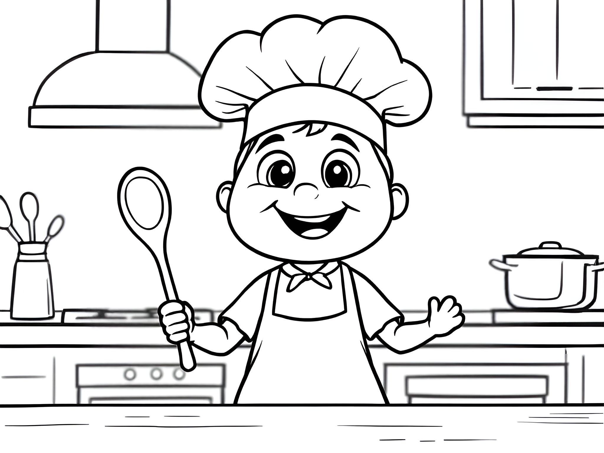 Ausmalbild Koch – Für kleine Küchenmeister mit großer Fantasie 👨‍🍳 von MOWOLI