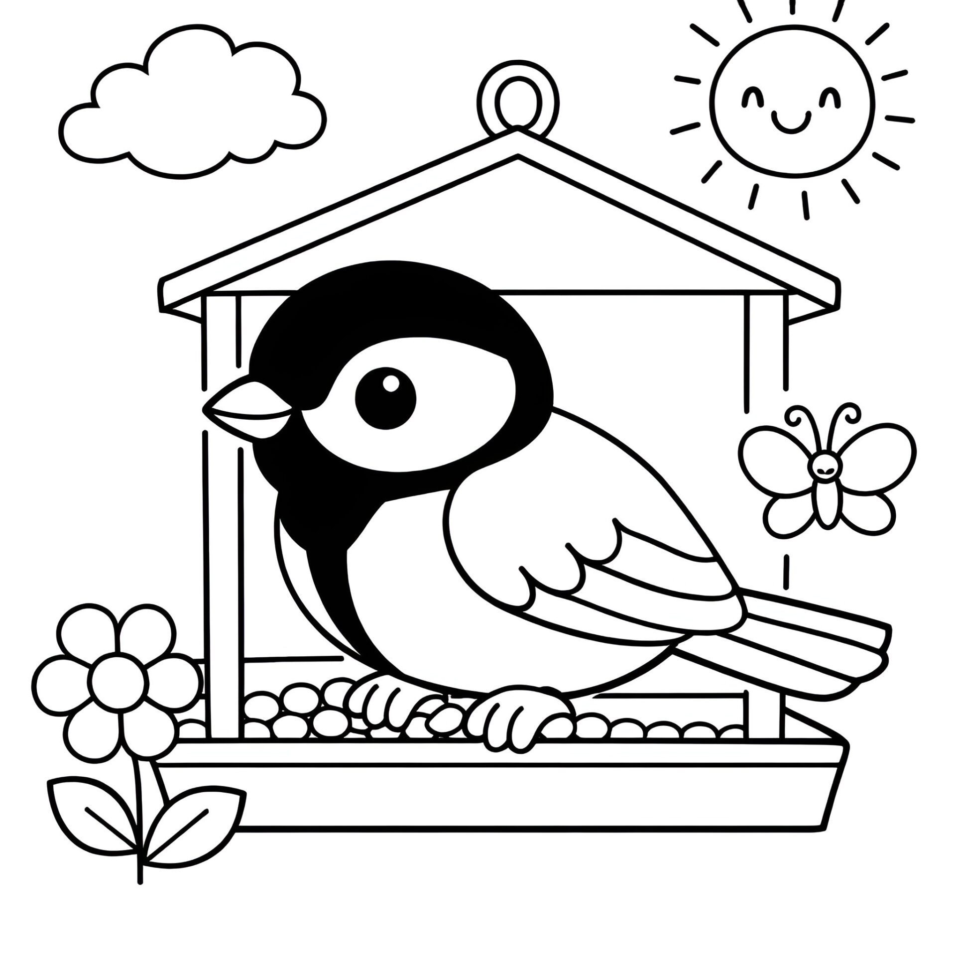 Kohlmeise Ausmalbild kostenlos – Malvorlage zum Ausdrucken für Kinder von MOWOLI