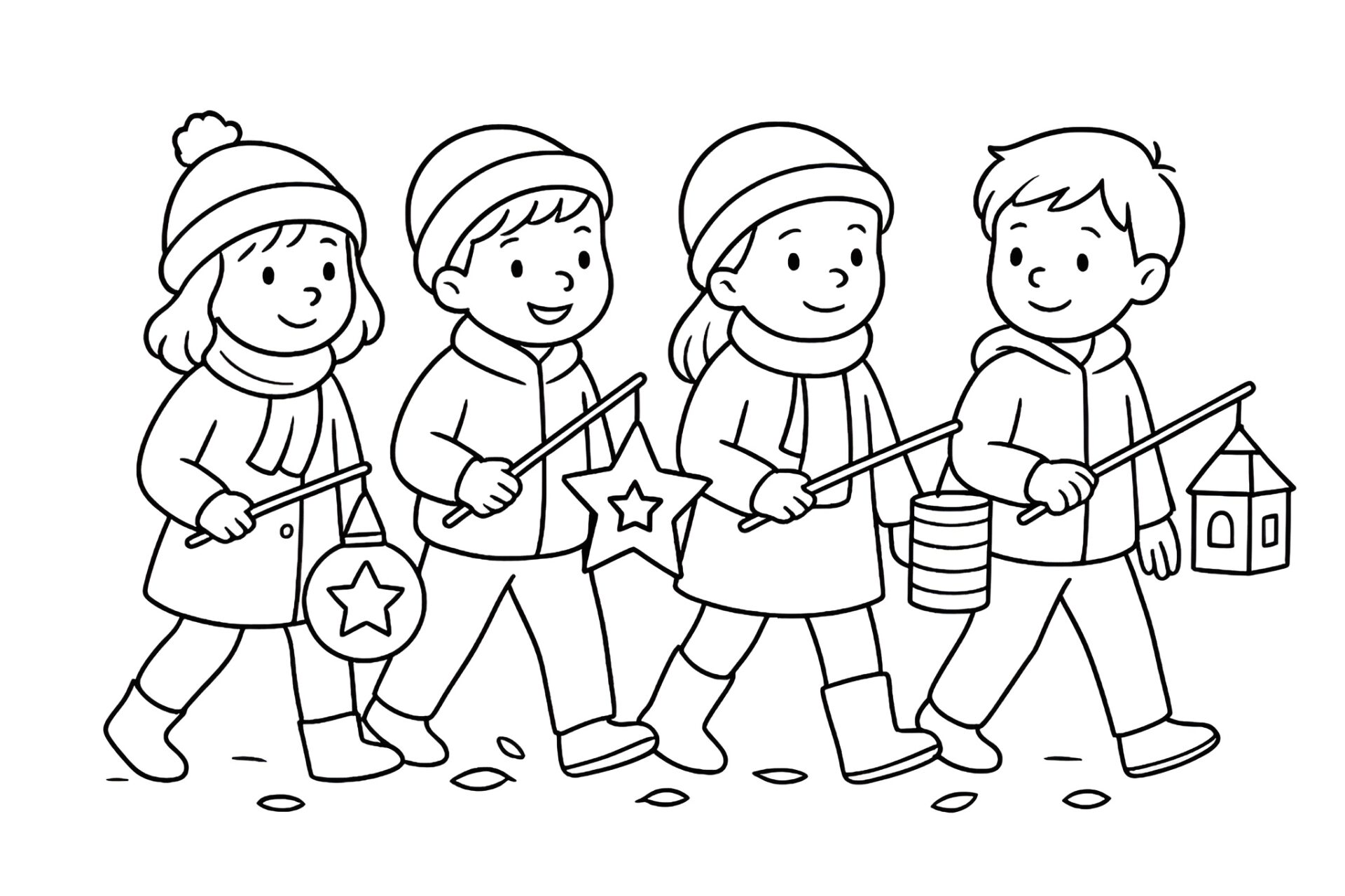 Ausmalbild Laternenzug – Fröhlicher Malspaß im Lichtermeer! 🕯️✨ von MOWOLI