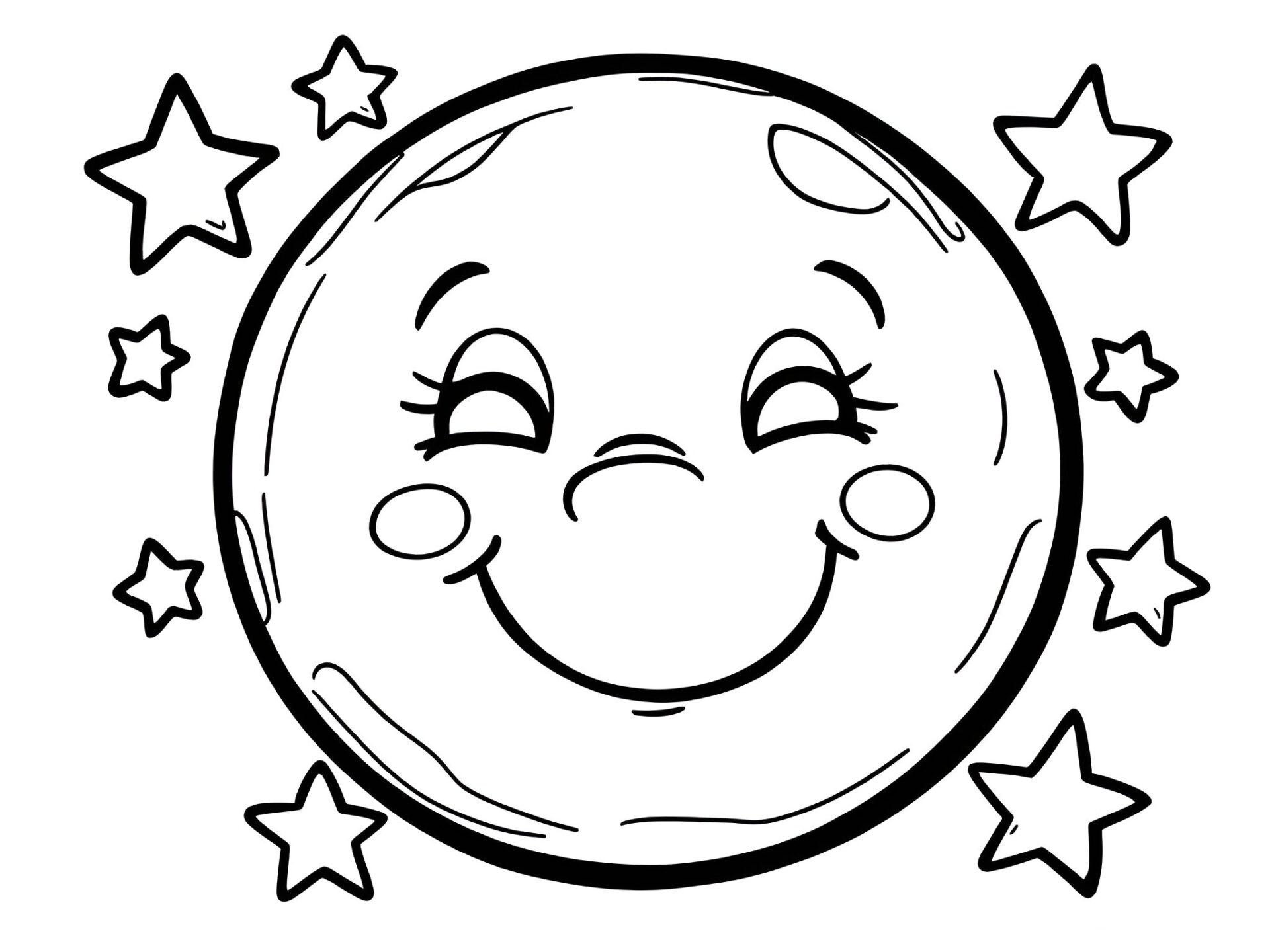 Ausmalbild Mond mit Sternen – Leuchtende Träume für kleine Nachtschwärmer! 🌟🎨 von MOWOLI