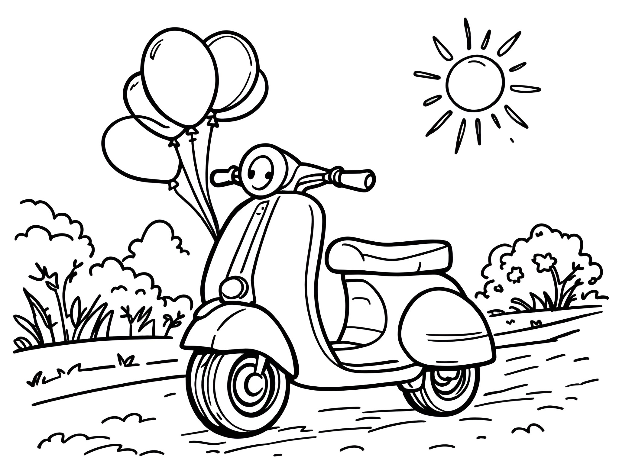 Ausmalbild Motorroller – Coole Fahrt für kleine Verkehrsprofis 🛵 von MOWOLI