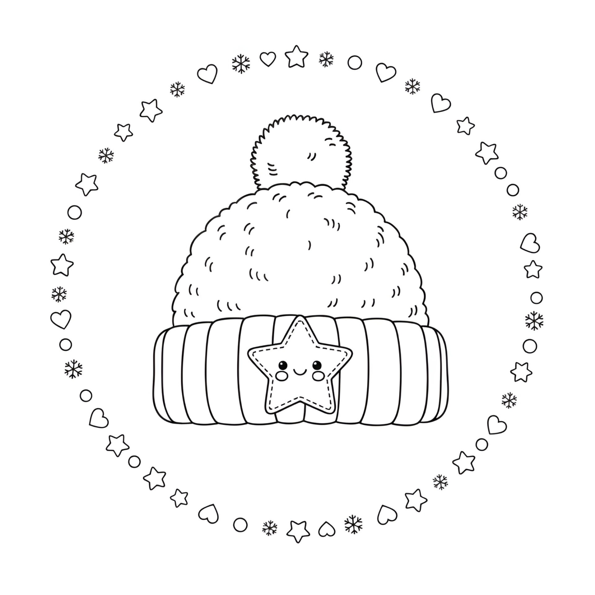 Ausmalbild Mütze mit Stern 🧶 Winterlicher Malspaß für kleine Künstler von MOWOLI