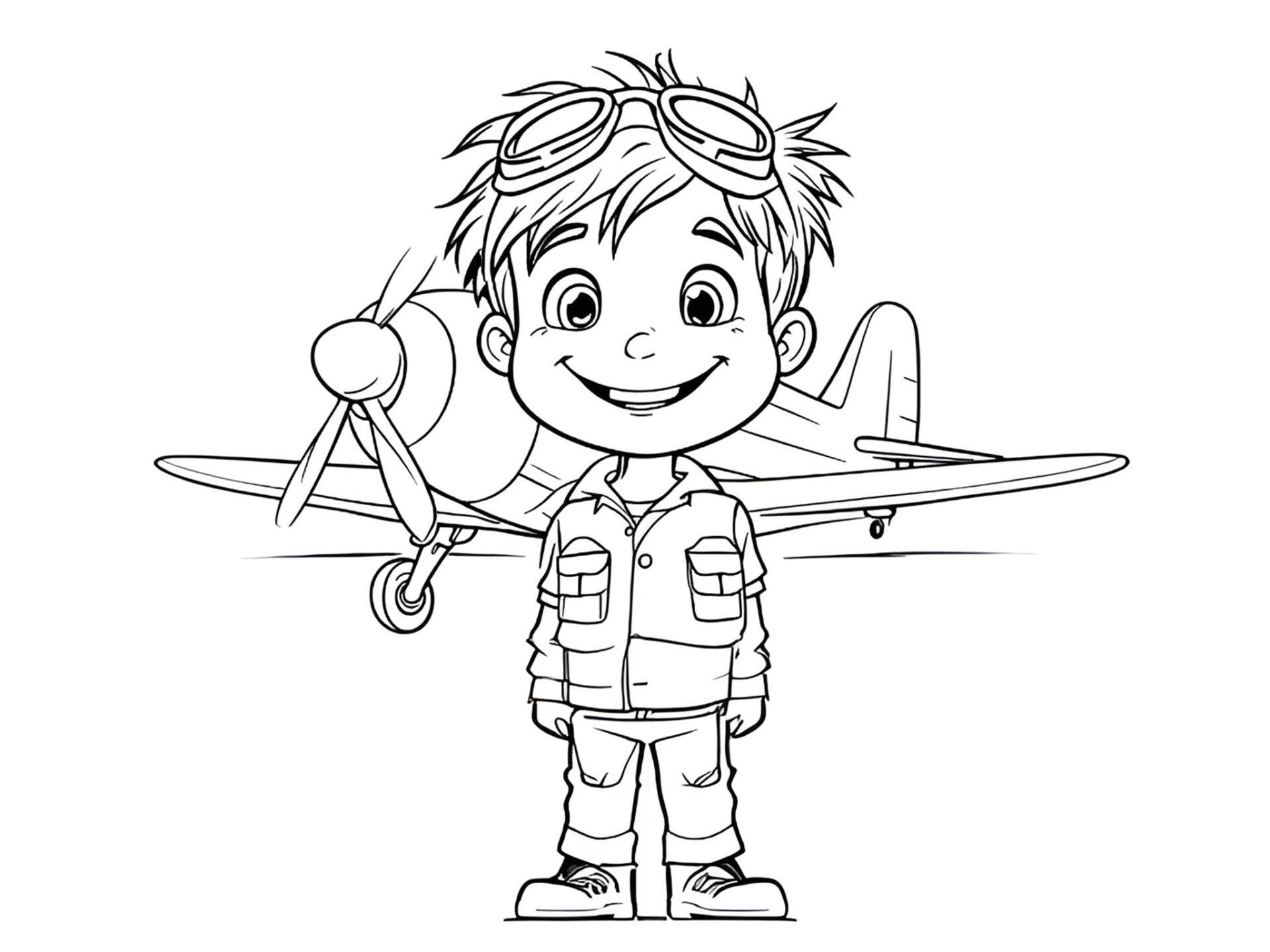 Ausmalbild Pilot – Kreativer Malspaß für kleine Flugabenteurer ✈️ von MOWOLI