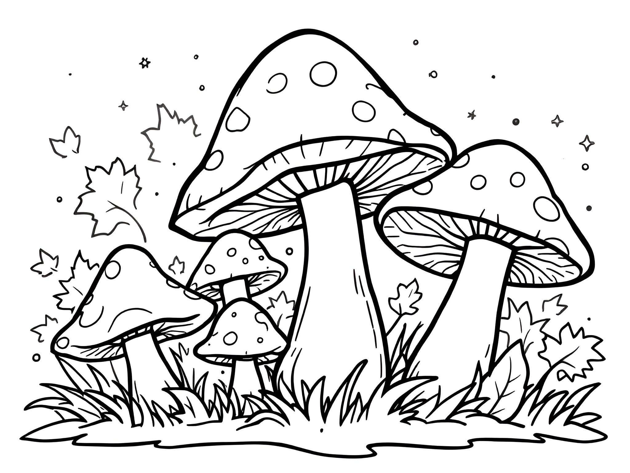 Ausmalbild Pilze im Herbst 🍄🍁