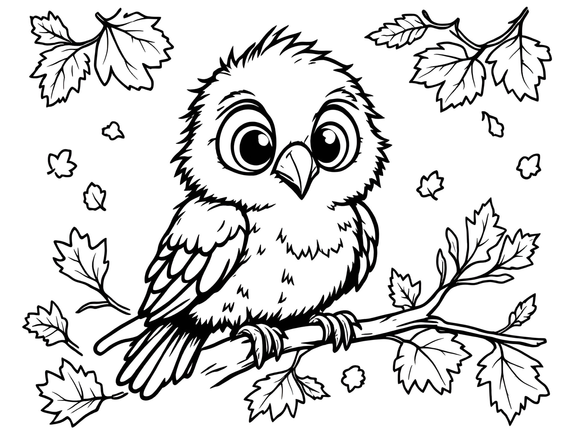 Ausmalbild Rabe im Herbst –Entdecke den Zauber der bunten Jahreszeit mit deinem klugen Waldfreund von MOWOLI