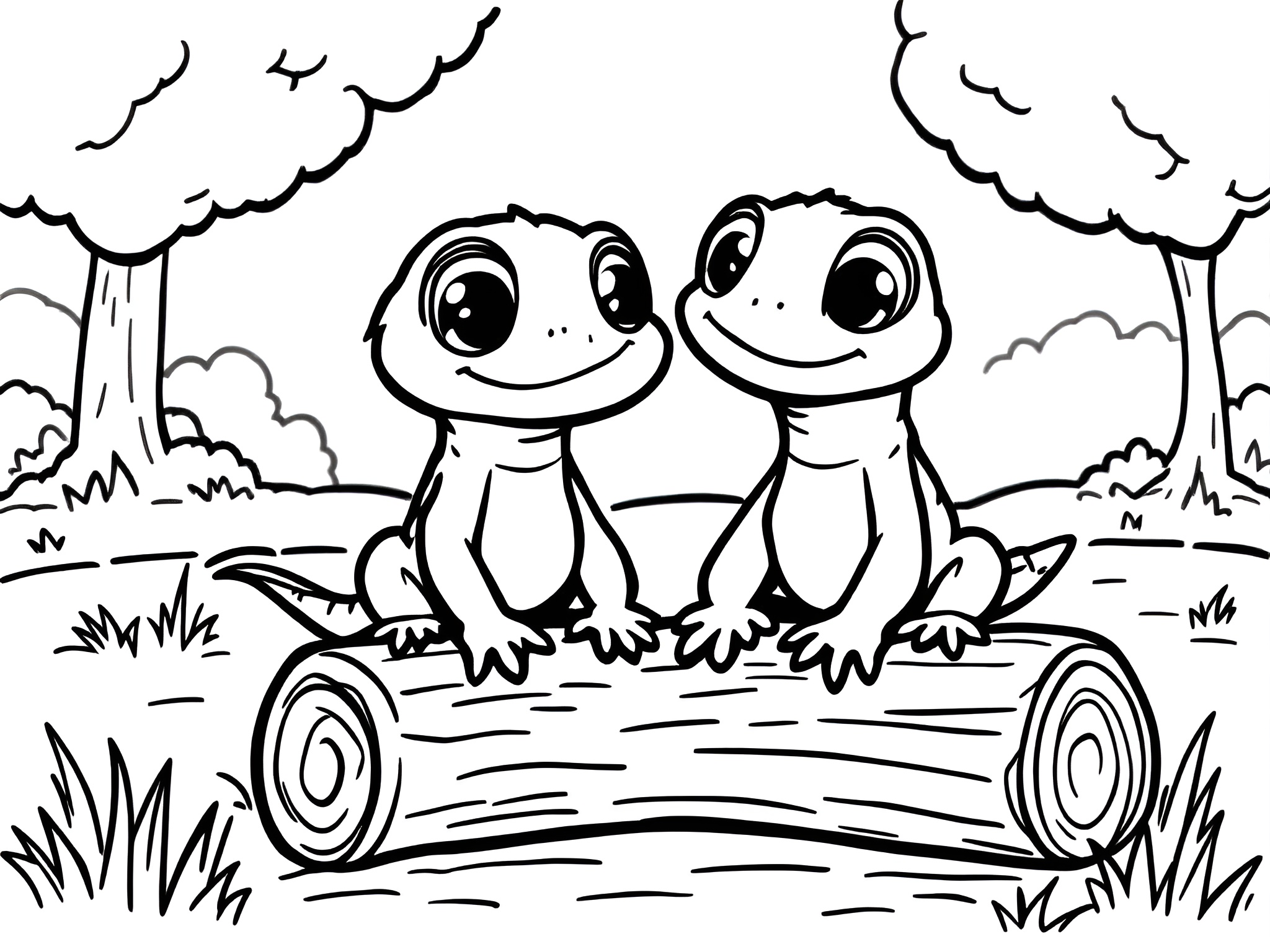 Ausmalbild Salamander im Wald – Magische Waldmomente zum Ausmalen von MOWOLI