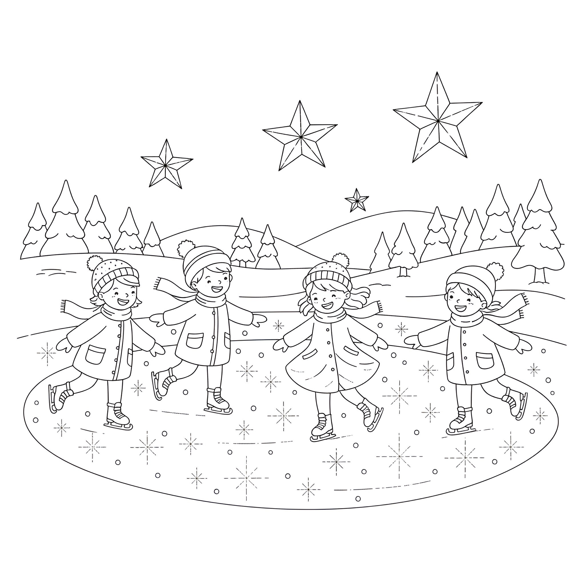 Ausmalbild Schlittschuhlaufen ⛸️