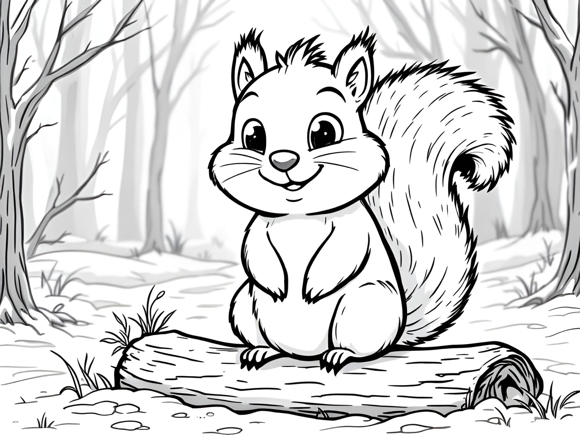 Ausmalbild Schnee-Eichhörnchen als Geschenk ❄️🐿️ Winterlicher Malspaß für kleine Naturfreunde von MOWOLI