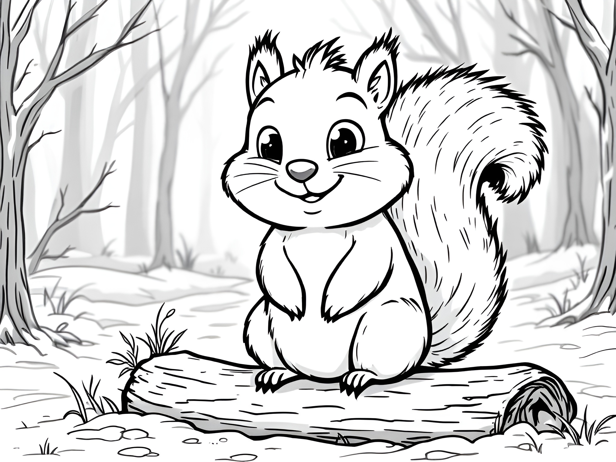 Ausmalbild Schnee & Eichhörnchen ❄️🐿️