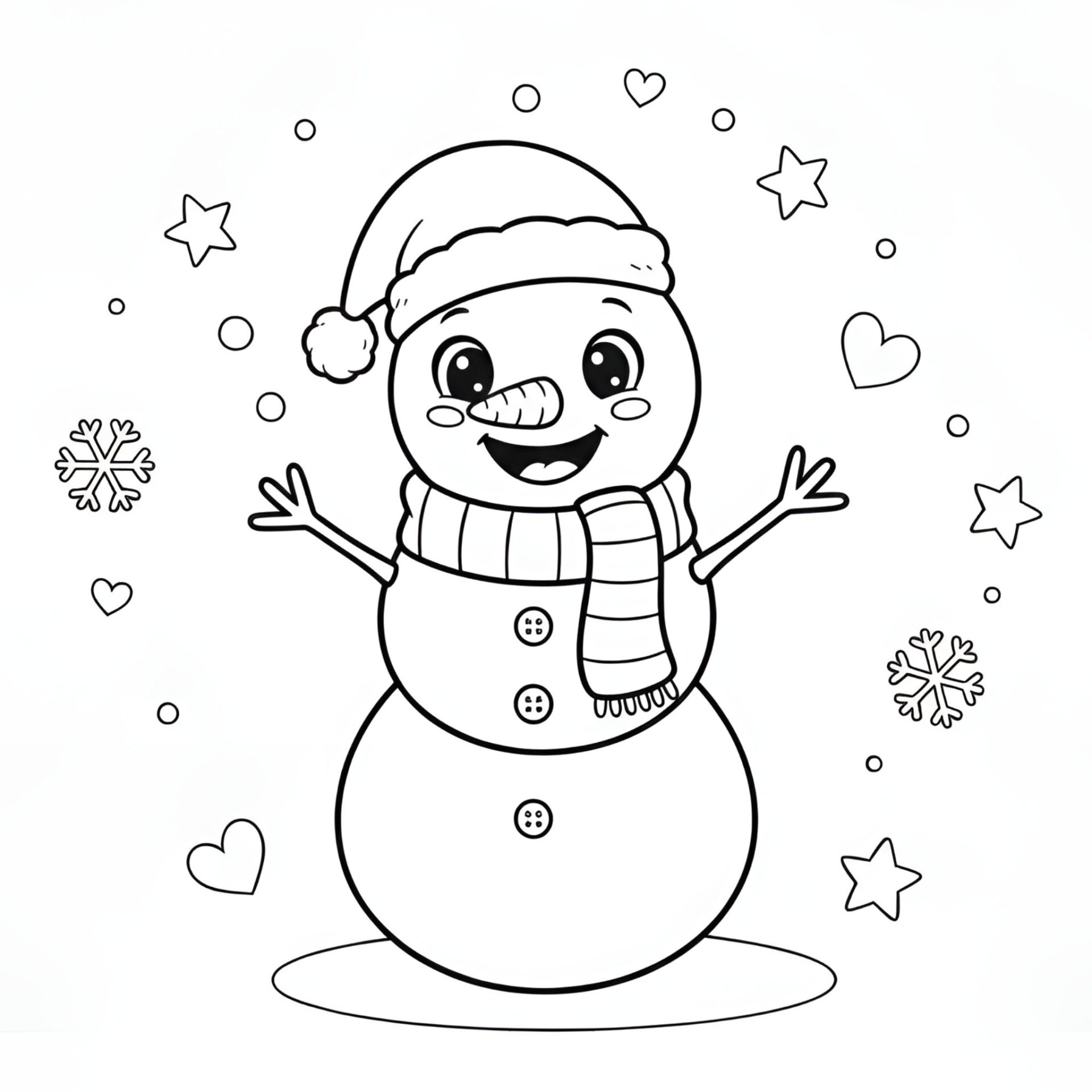 Ausmalbild Schneemann ⛄Fröhlicher Winterspaß zum Ausmalen von MOWOLI