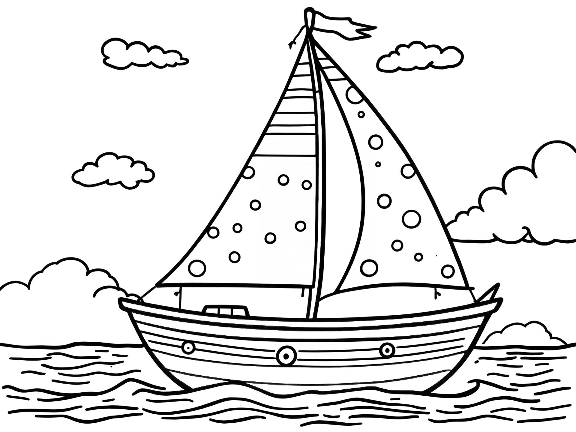 Ausmalbild Segelboot – Maritimer Malspaß für kleine Kapitäne ⛵ von MOWOLI
