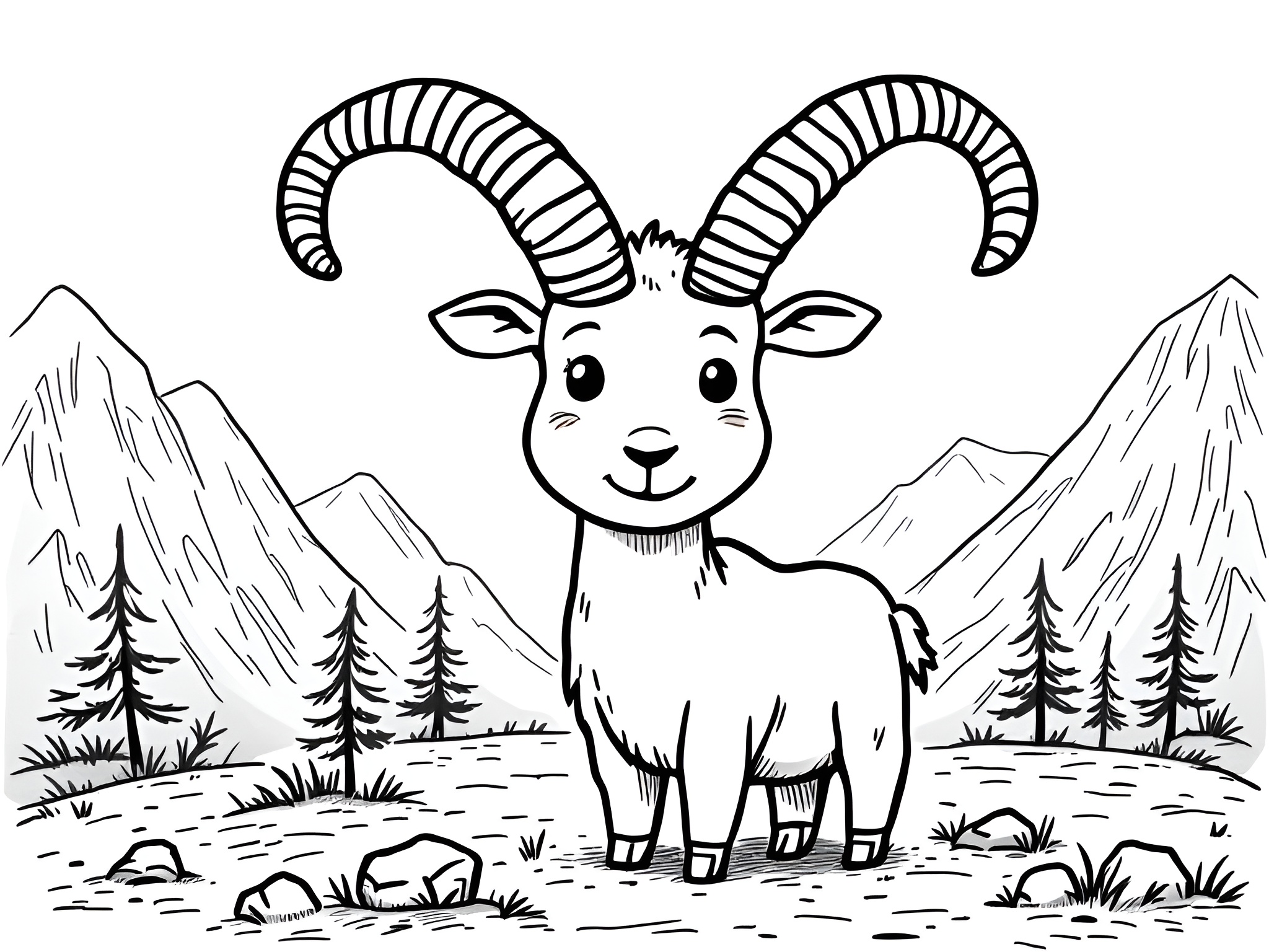 Ausmalbild Steinbock – Kostenlos zum Download und Ausdrucken 🐐 von MOWOLI