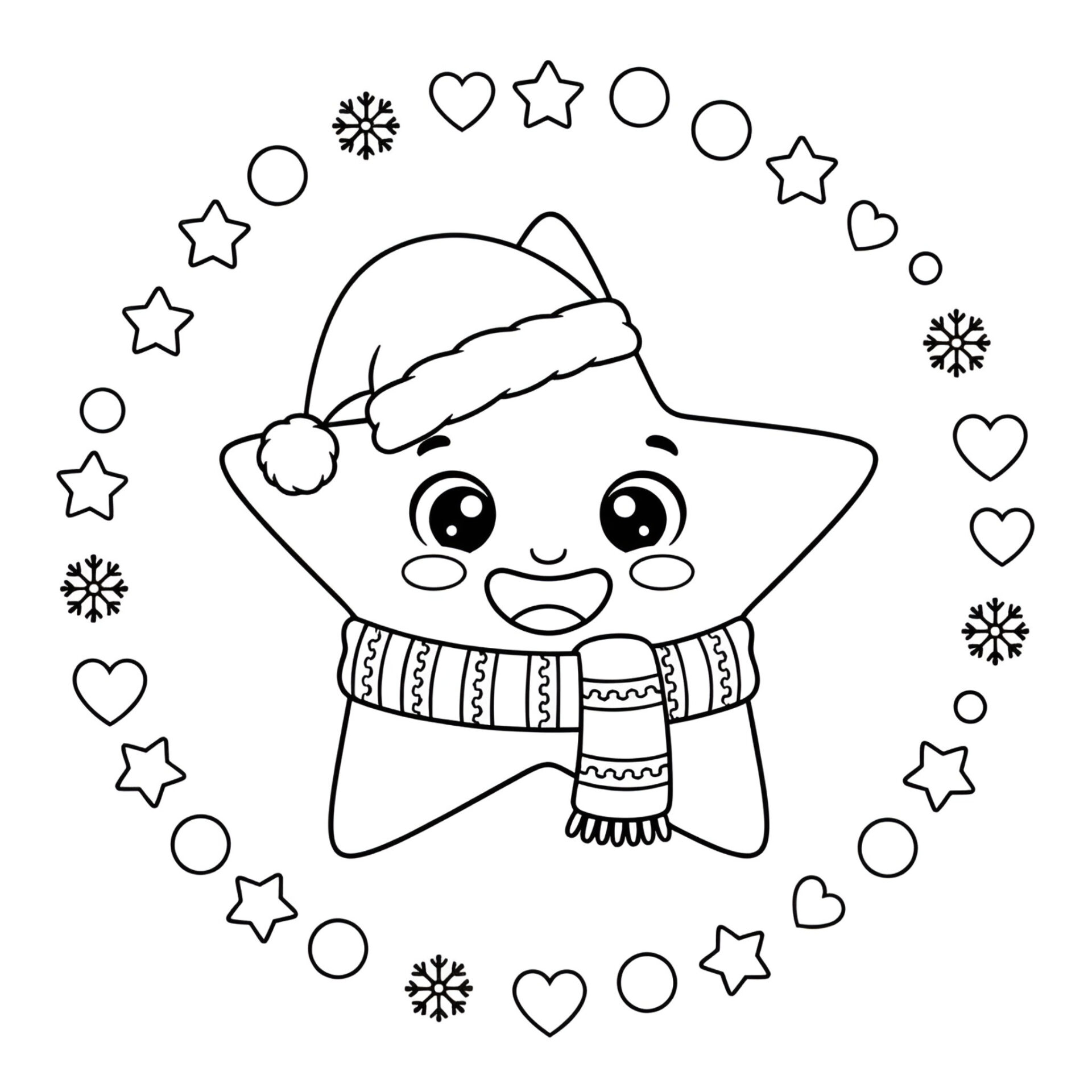 Ausmalbild Stern im Winter ⭐ Funkelnder Malspaß für kleine Künstler von MOWOLI