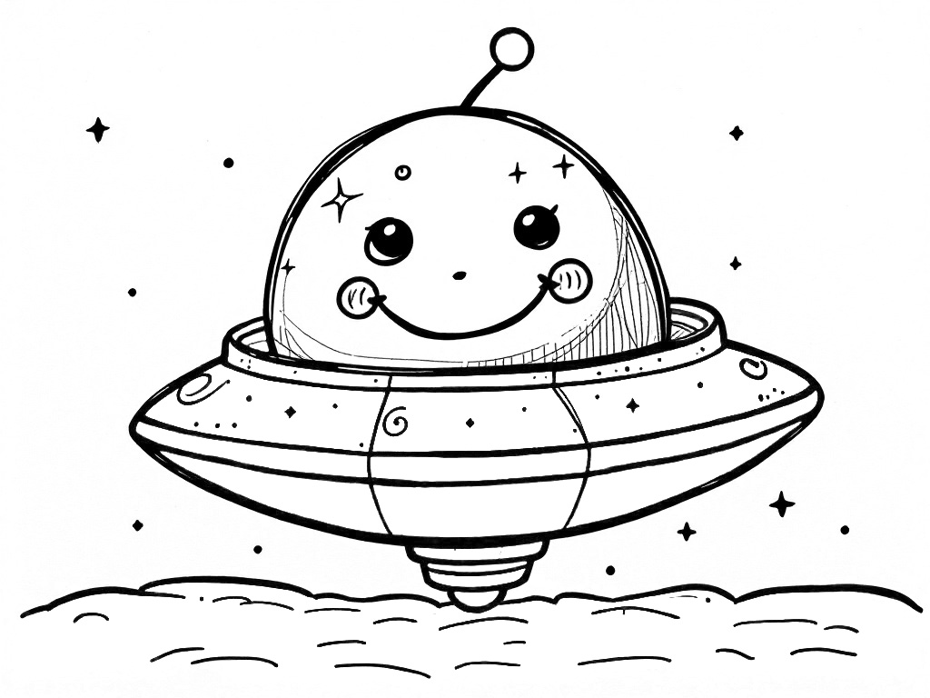 Ausmalbild UFO – Intergalaktischer Malspaß für kleine Entdecker 🛸 von MOWOLI