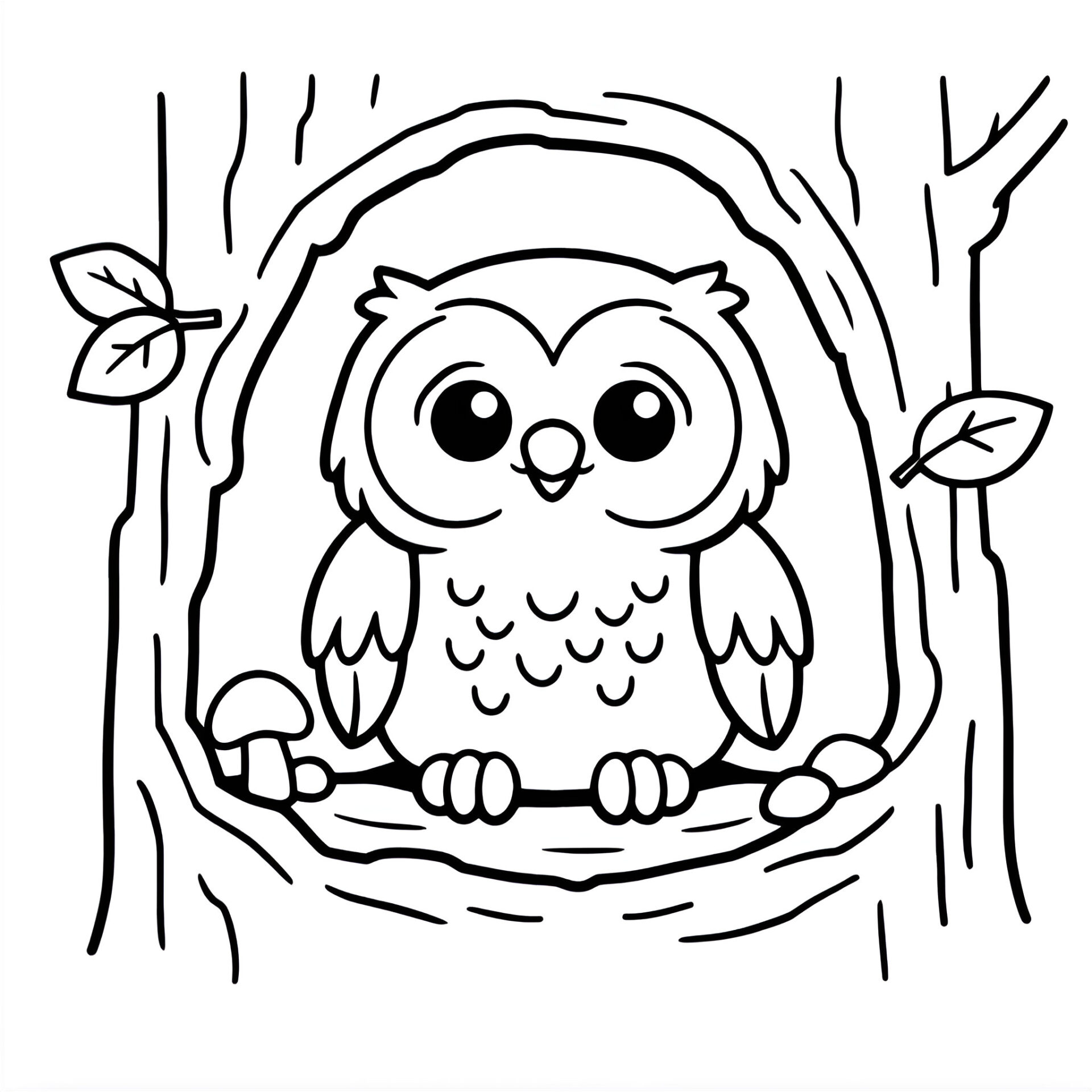 Waldkauz Ausmalbild kostenlos – Malvorlage zum Ausdrucken für Kinder von MOWOLI